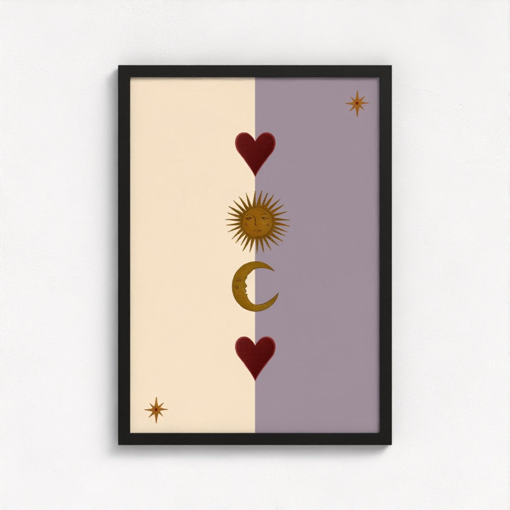 Sun, Moon and Heart Art Print