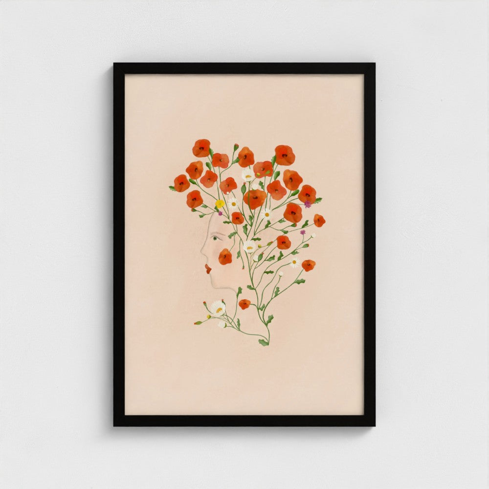 From the Poppies she bloomed Art Print