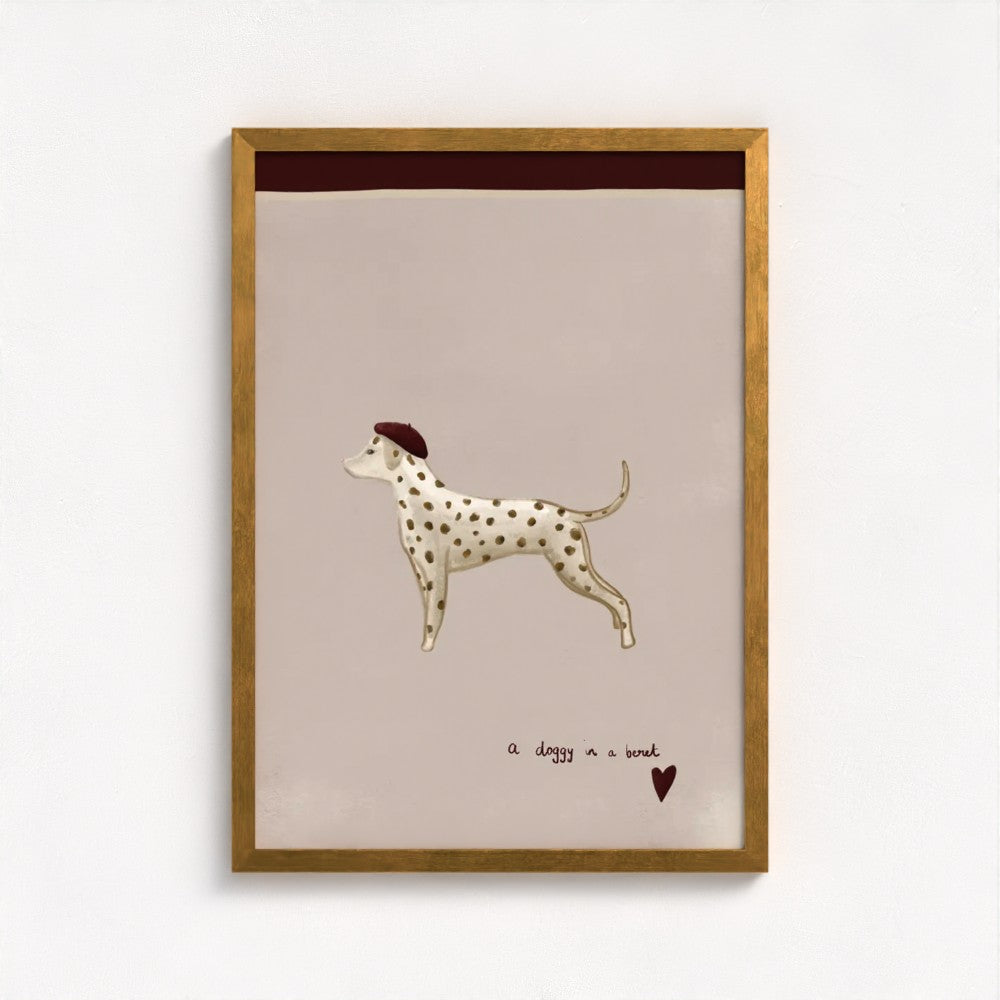 A Doggy in a beret Art Print