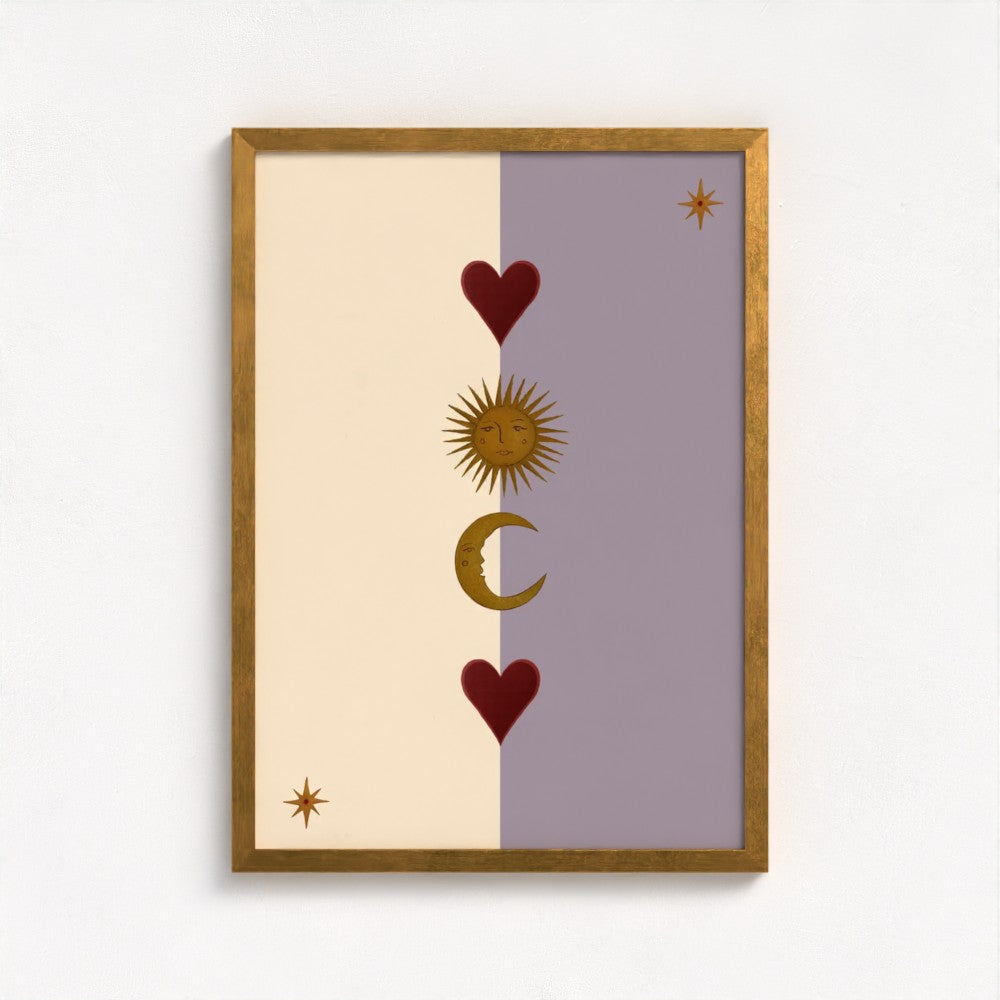 Sun, Moon and Heart Art Print