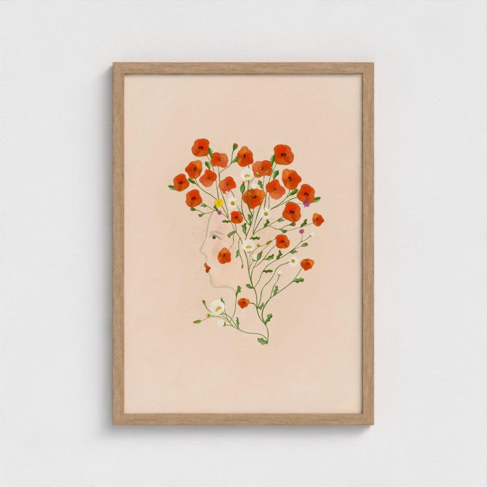 From the Poppies she bloomed Art Print