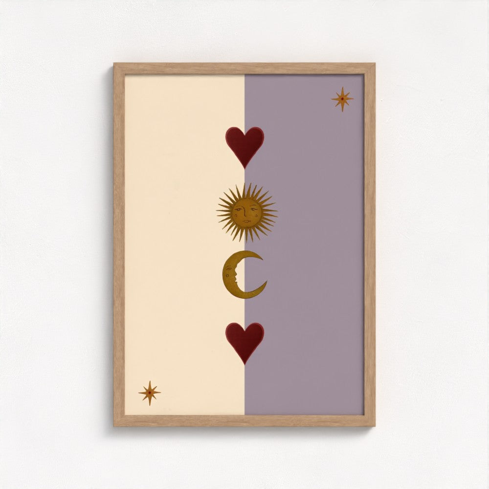 Sun, Moon and Heart Art Print