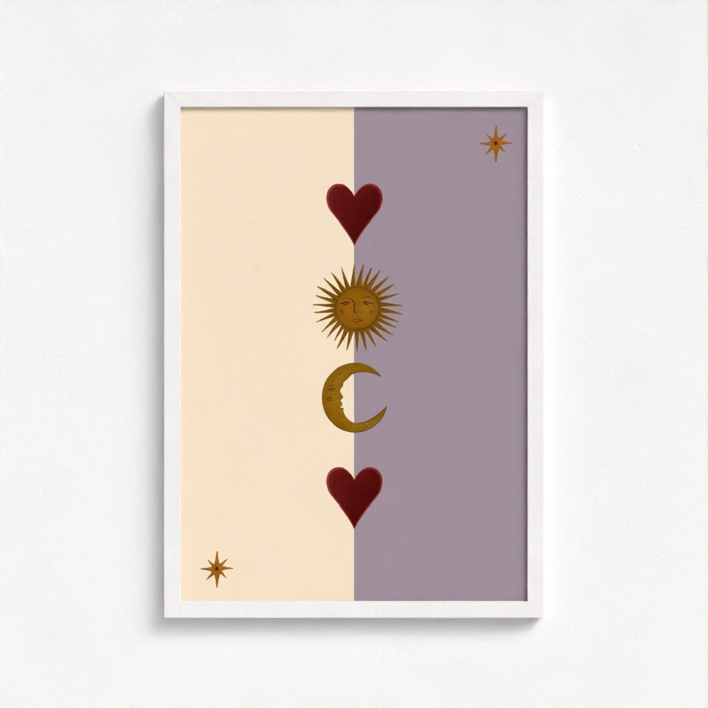 Sun, Moon and Heart Art Print