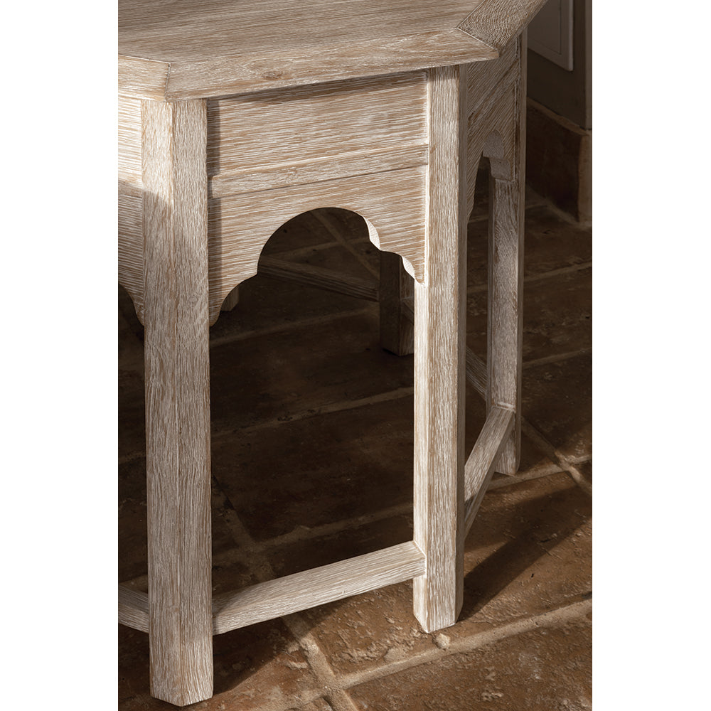 Tanjina Venetian White Oak Side Table