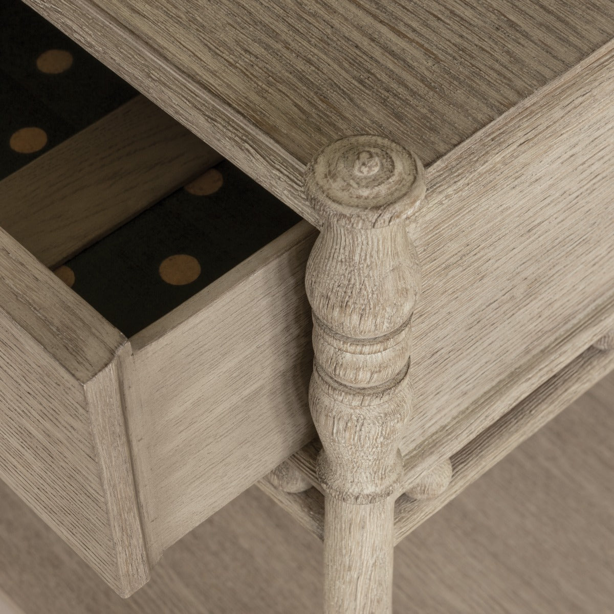 Morris Greyed Oak Bedside Table