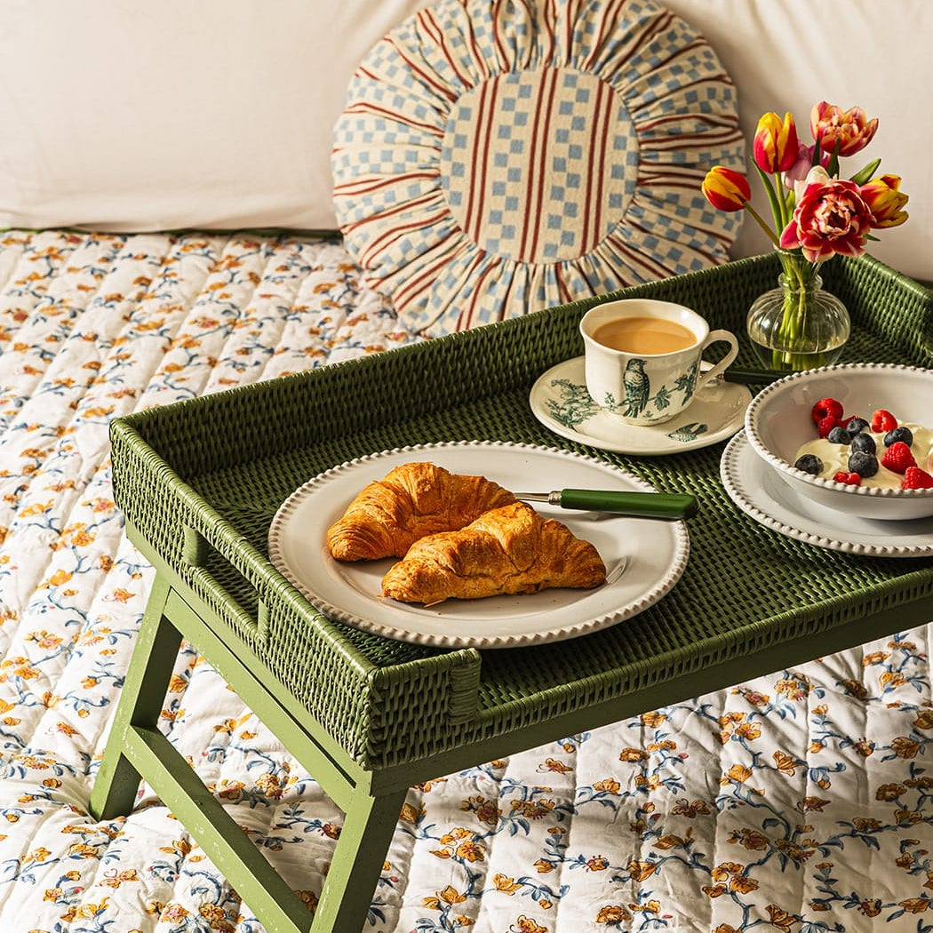 Rattan Breakfast Tray | Green