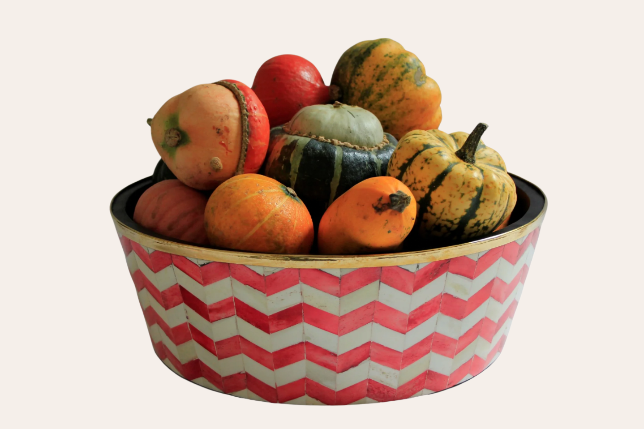 Round Inlay Planter | Large | Red | Chevron