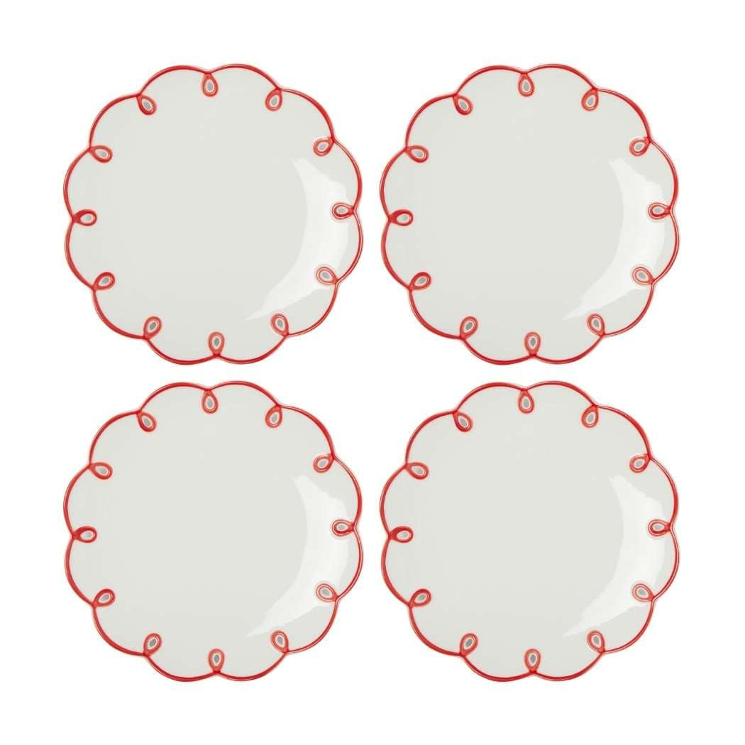 Rosy Red Scalloped Side Plates | Set of 4