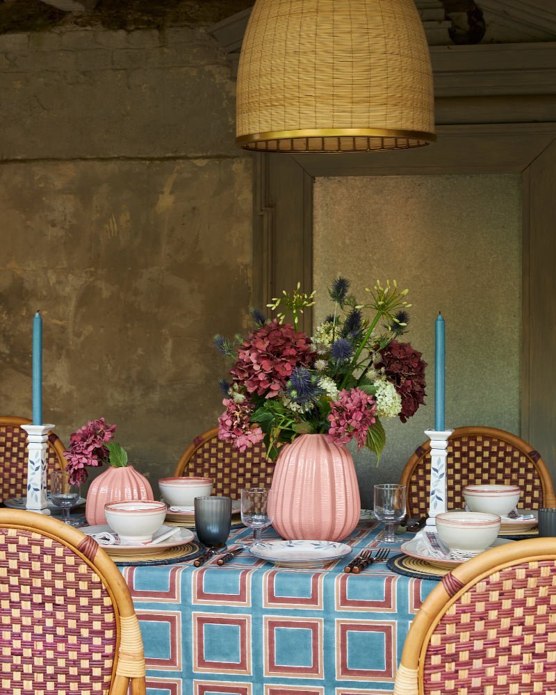 Handwoven Circular Rattan Placemats, Set Of Four - Blue