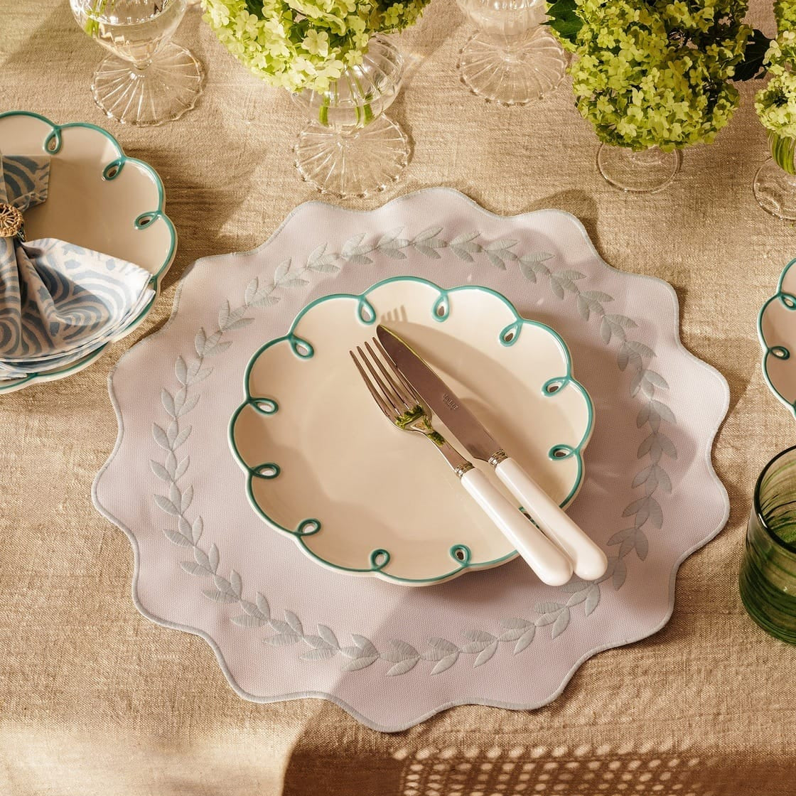 Sky Blue Scalloped Side Plates | Set of 4