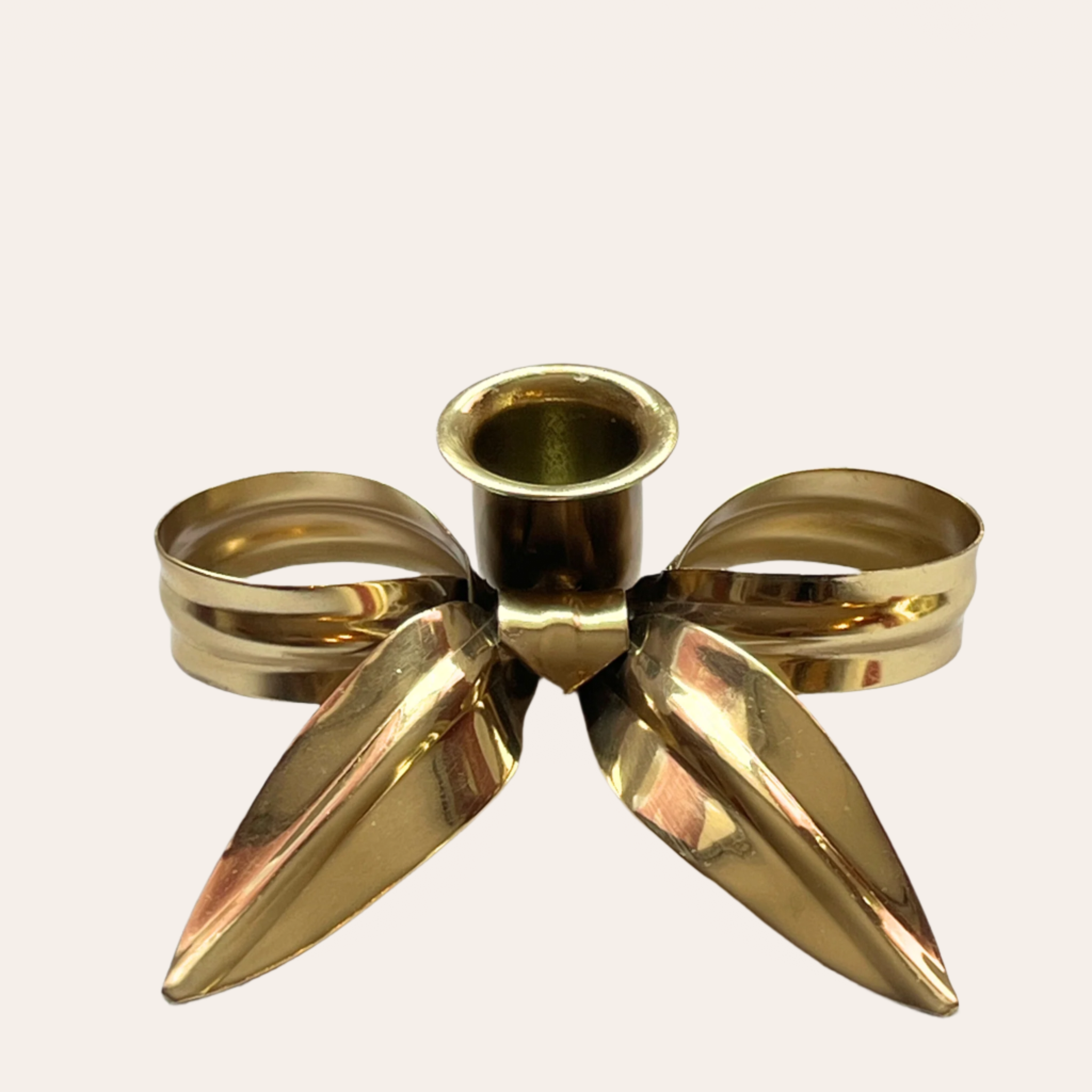 A Pair of Bow Candleholders | Brass
