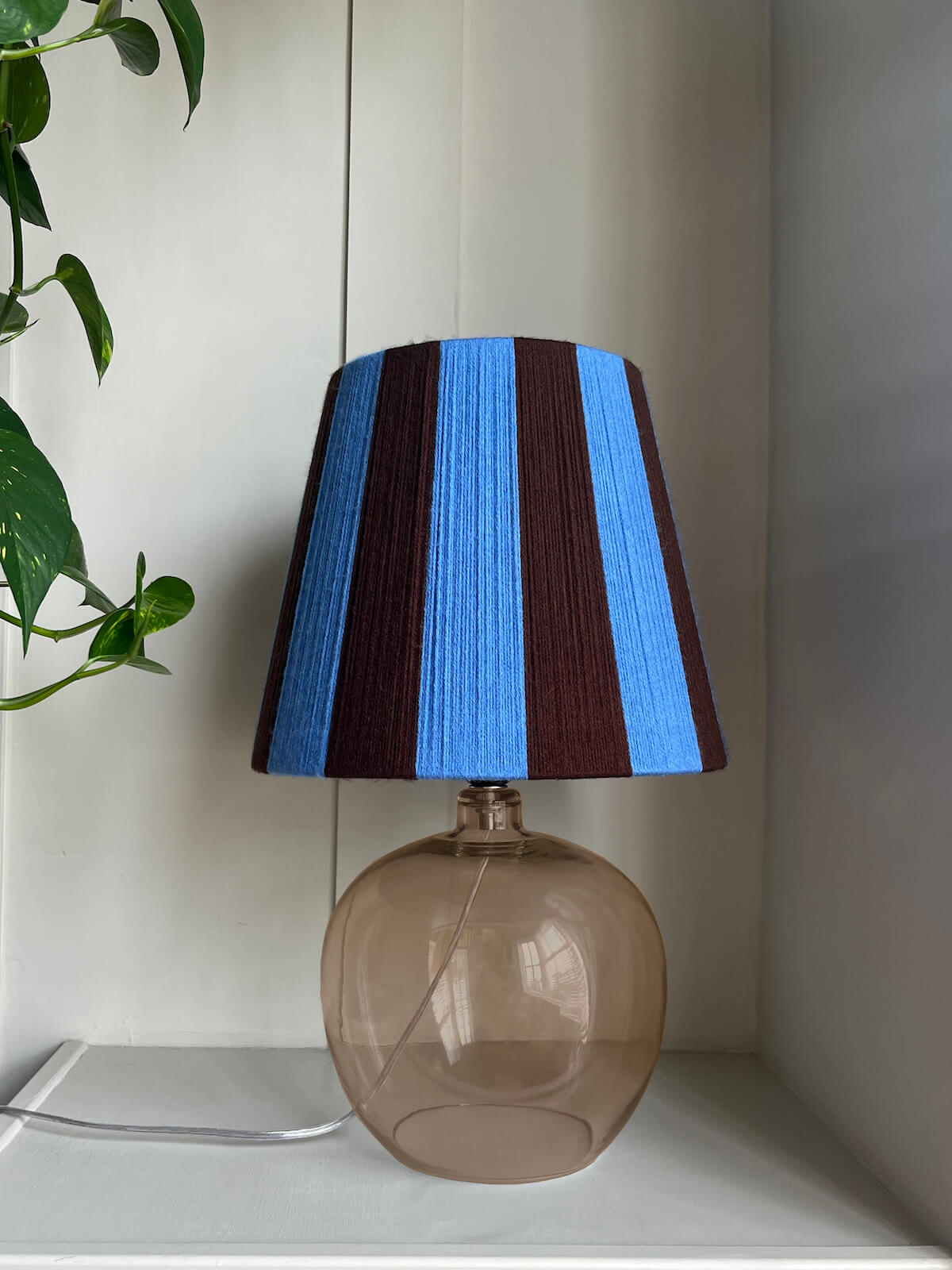 Blueberry & Cocoa Striped Yarn Drum Lampshade