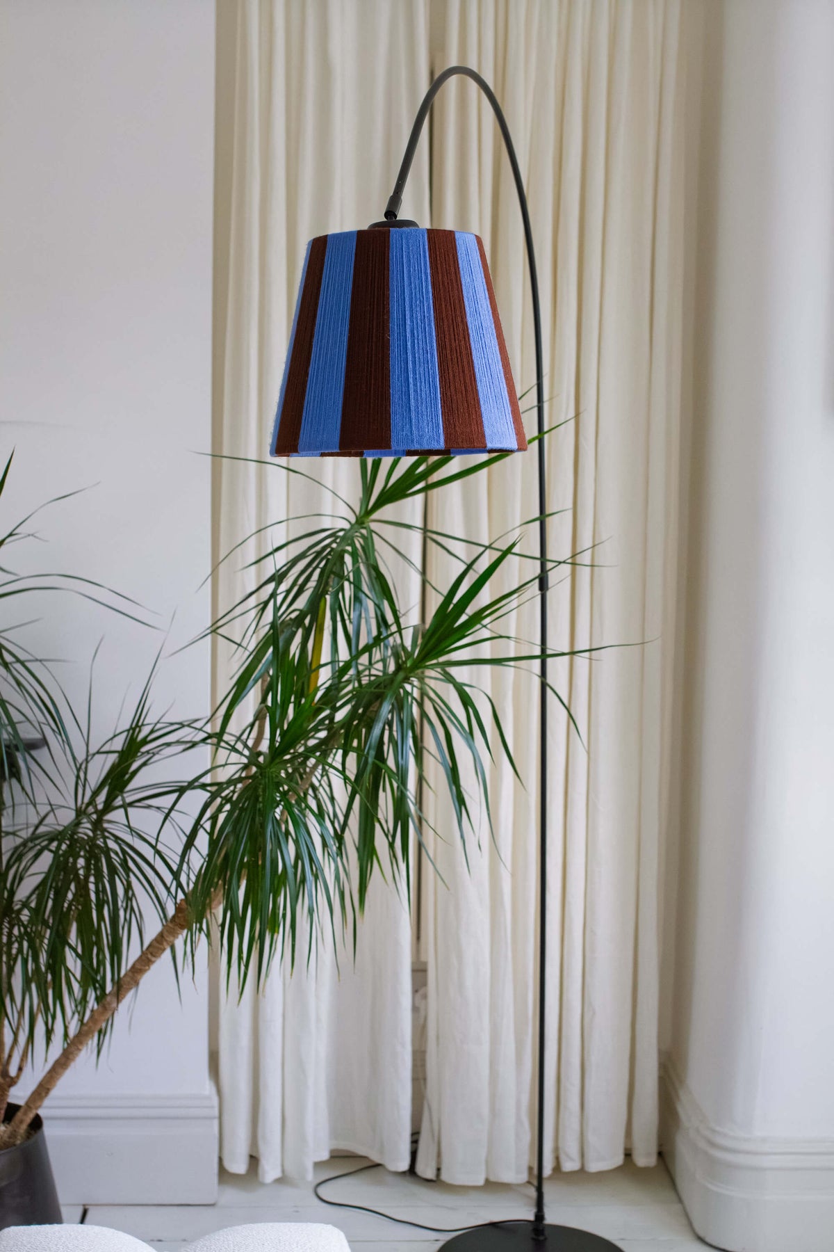 Blueberry & Cocoa Striped Yarn Drum Lampshade