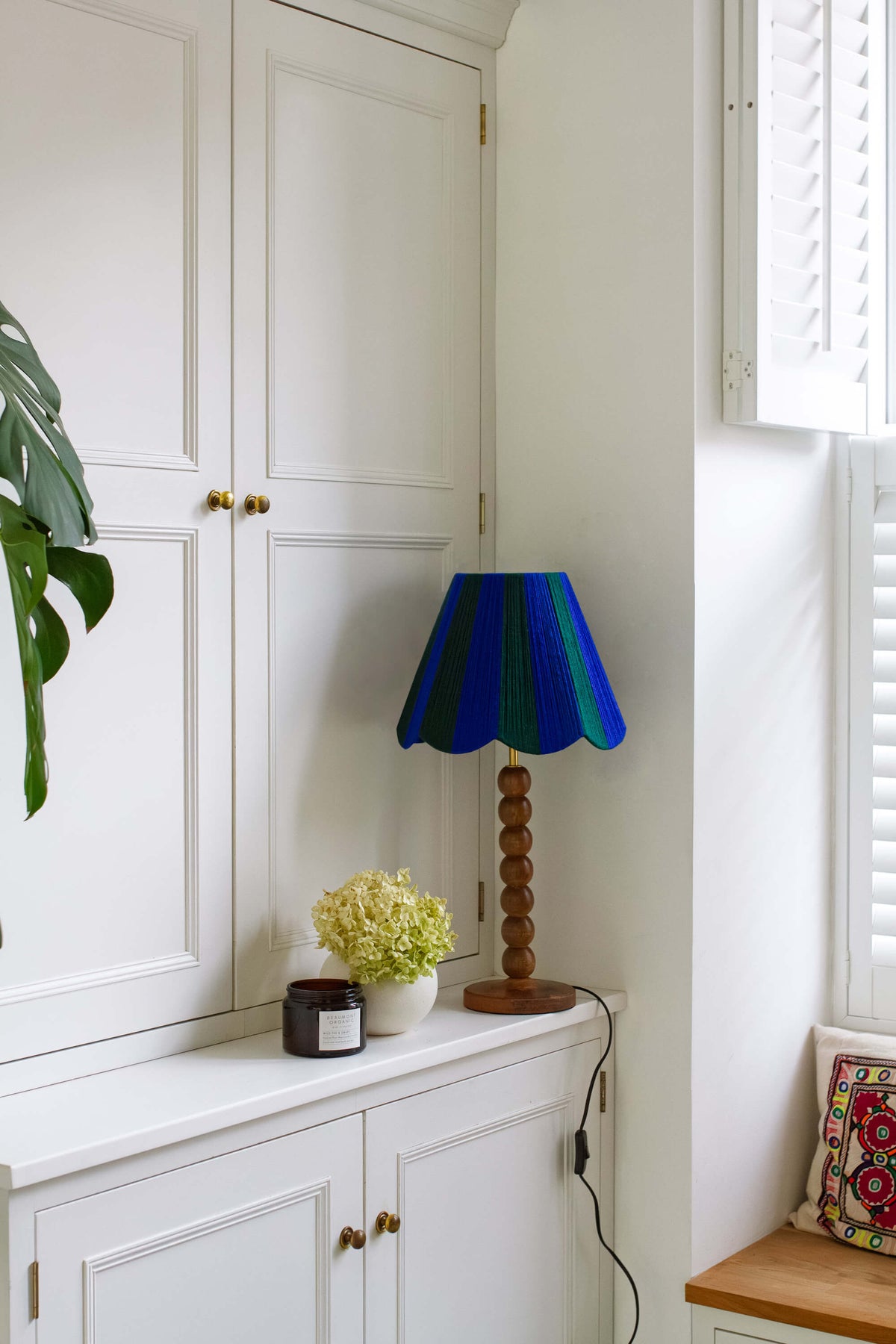 Cobalt Blue & Emerald Green Yarn Lampshade