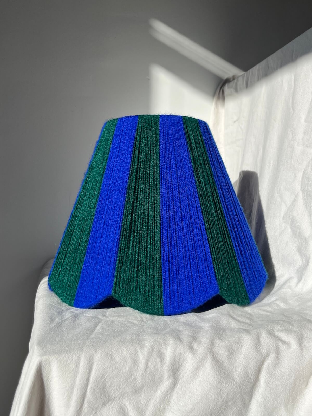 Cobalt Blue & Emerald Green Yarn Lampshade