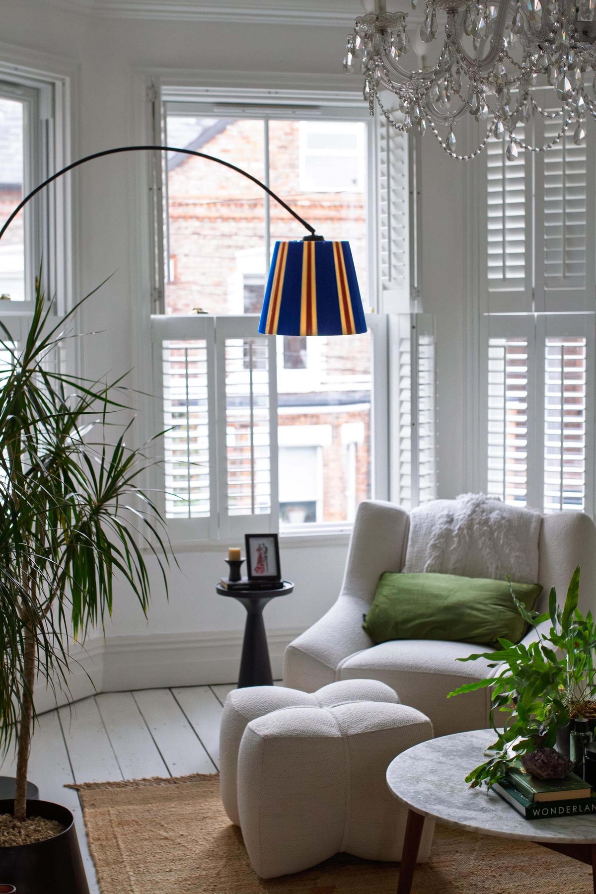Majorelle Blue Striped Yarn Lampshade
