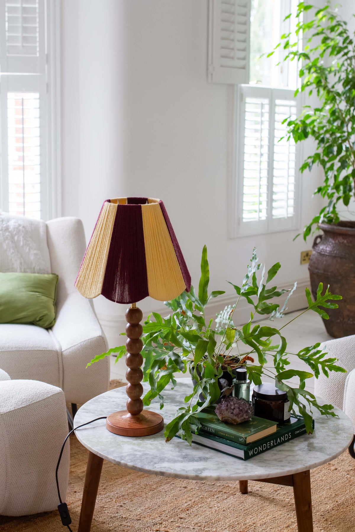 Mulberry & Buttermilk Scallop Yarn Lampshade