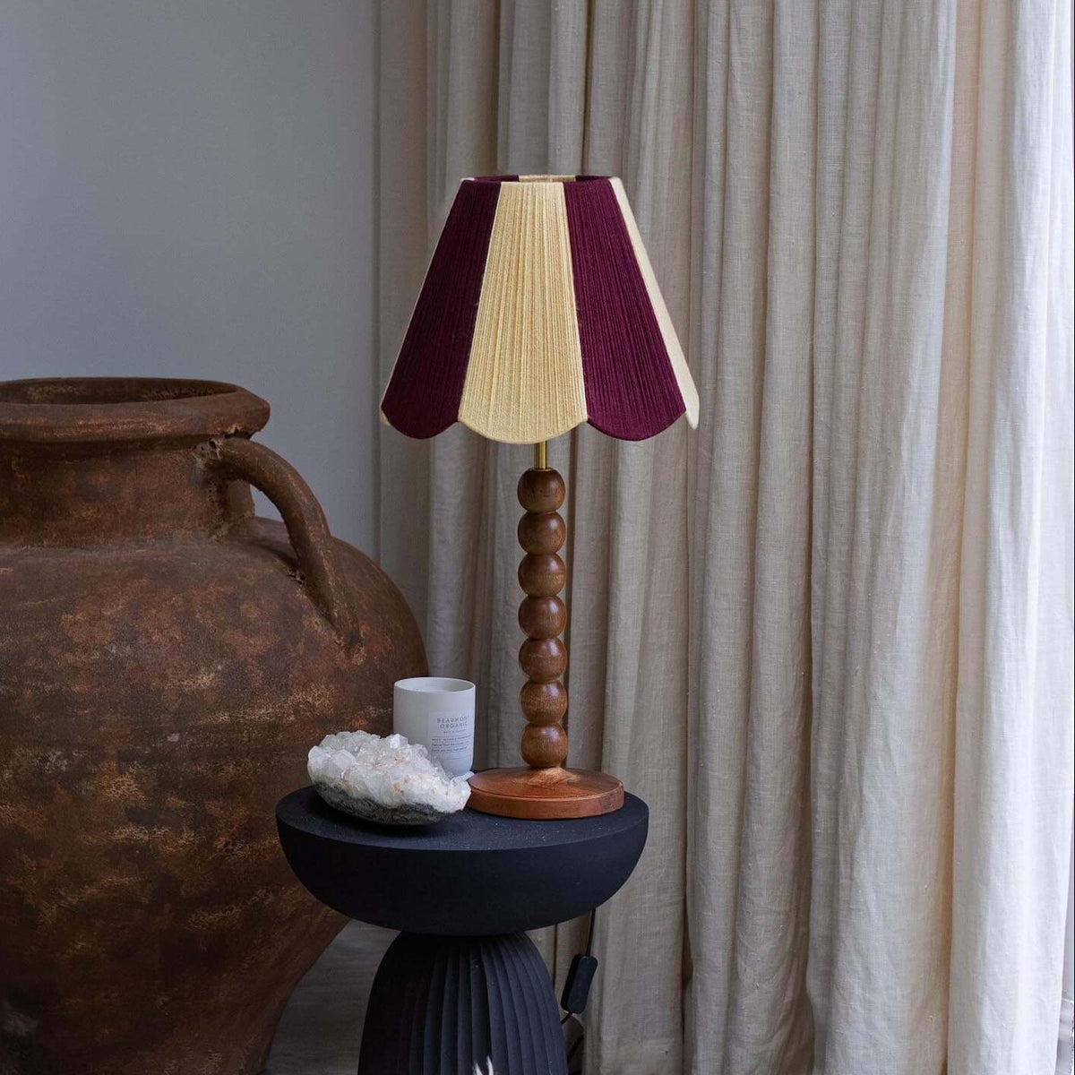 Mulberry & Buttermilk Scallop Yarn Lampshade
