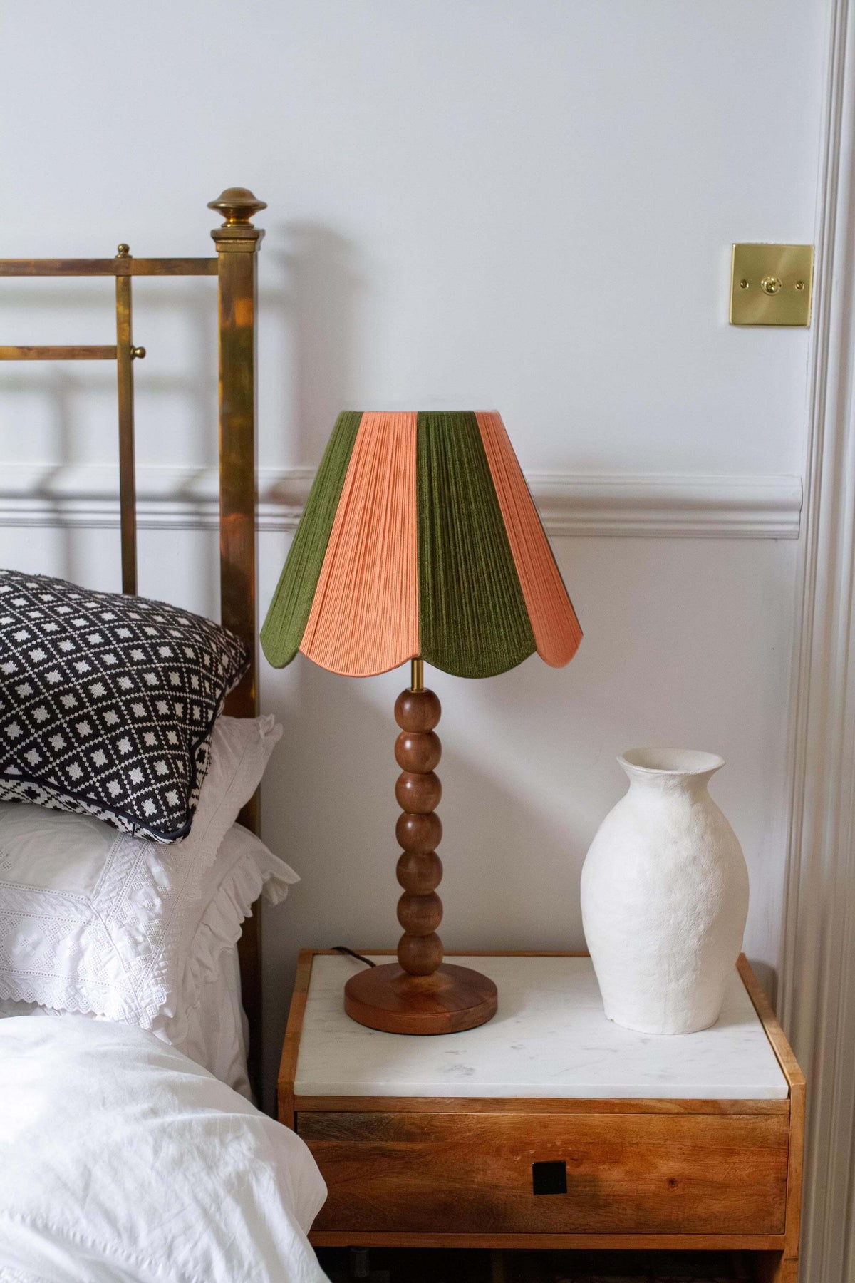 Olive & Plaster Pink Scallop Yarn Lampshade