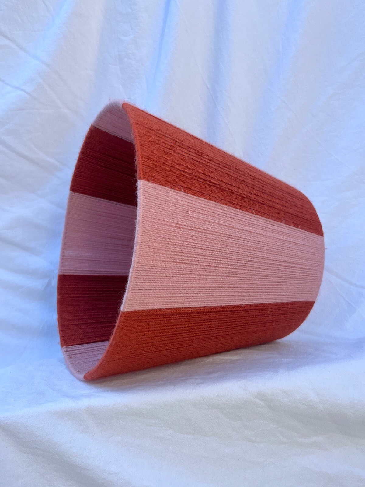 Rust & Peony Pink Yarn Striped Drum Lampshade
