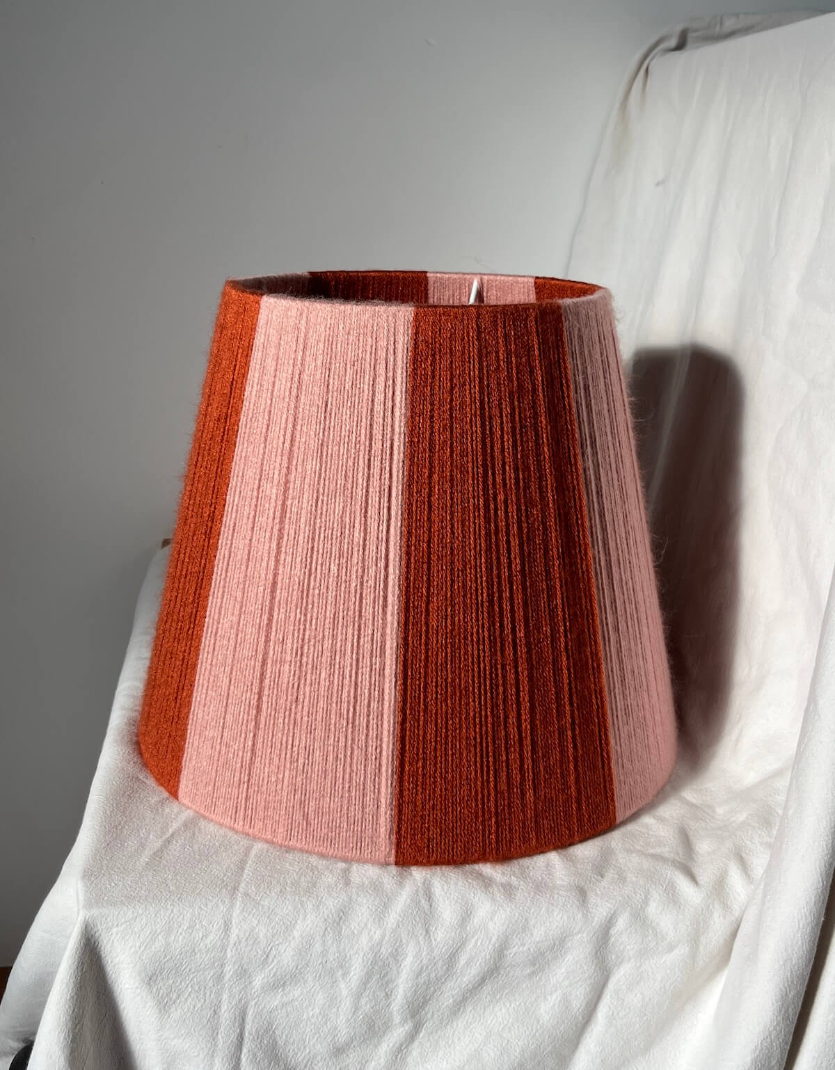 Rust & Peony Pink Yarn Striped Drum Lampshade