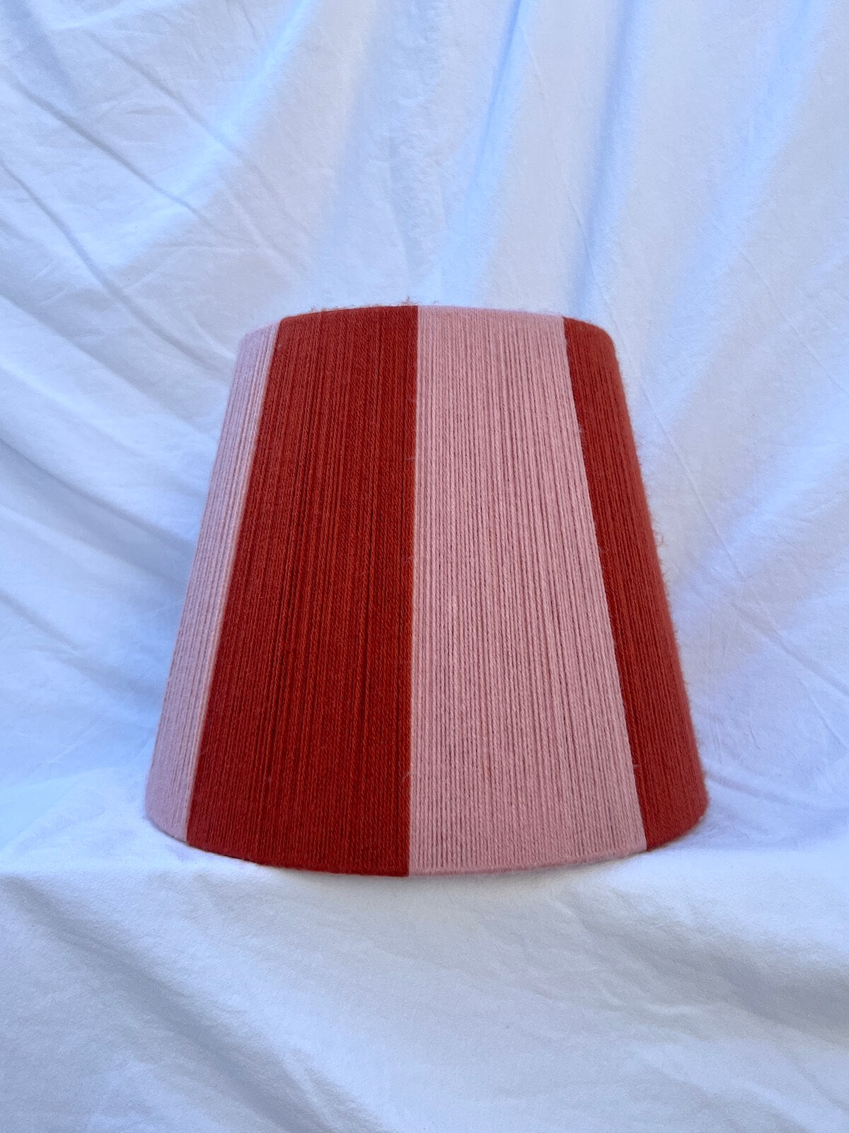 Rust & Peony Pink Yarn Striped Drum Lampshade