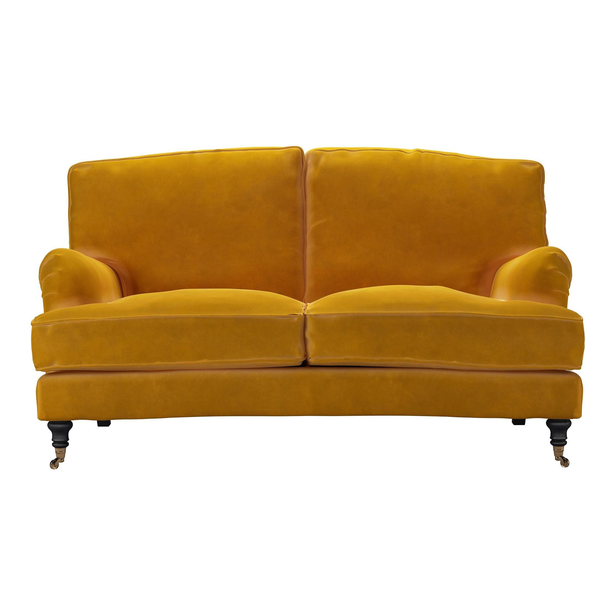 Yellow velvet store 2 seater sofa