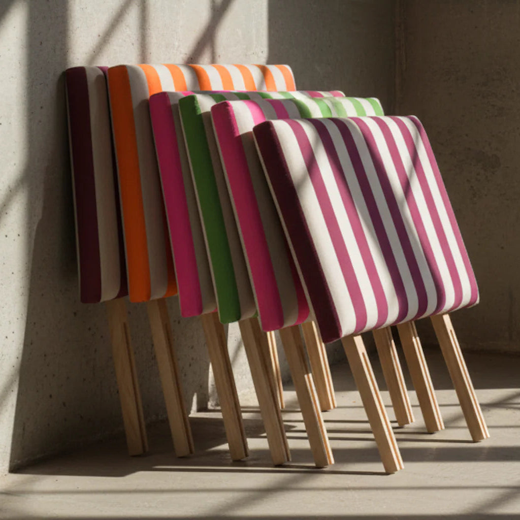 Striped Upholstered Linen Headboard | King