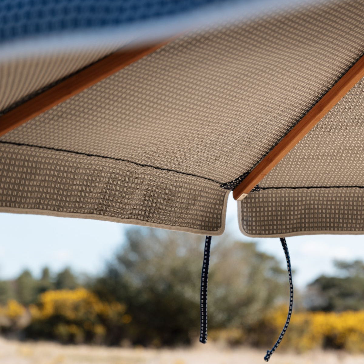 Dots & dashes embroidered parasol with valance