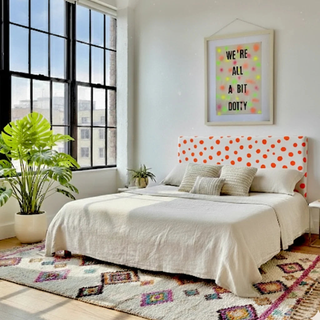 Dot Upholstered Linen Headboard | Single