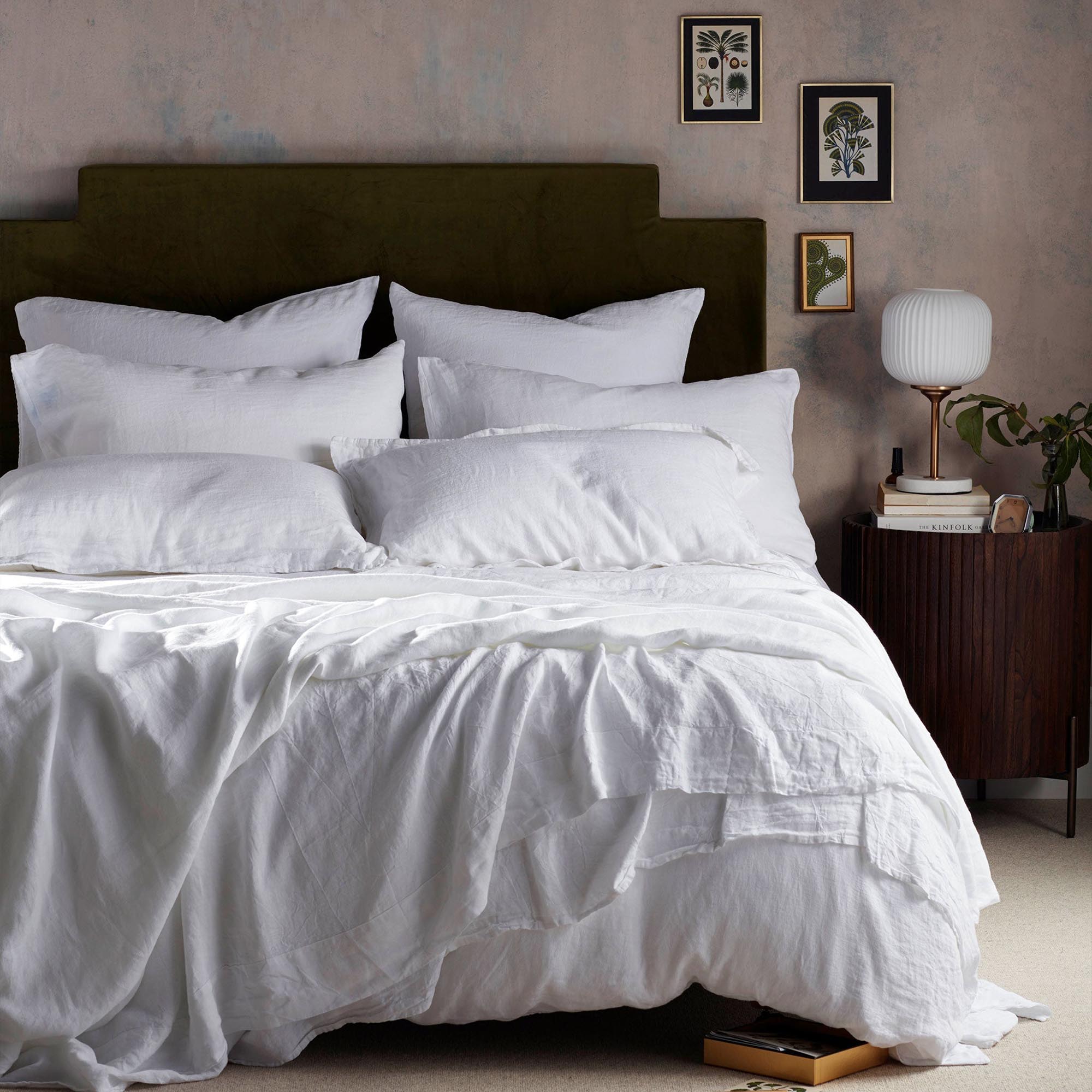 White 100% Linen Fitted Sheet