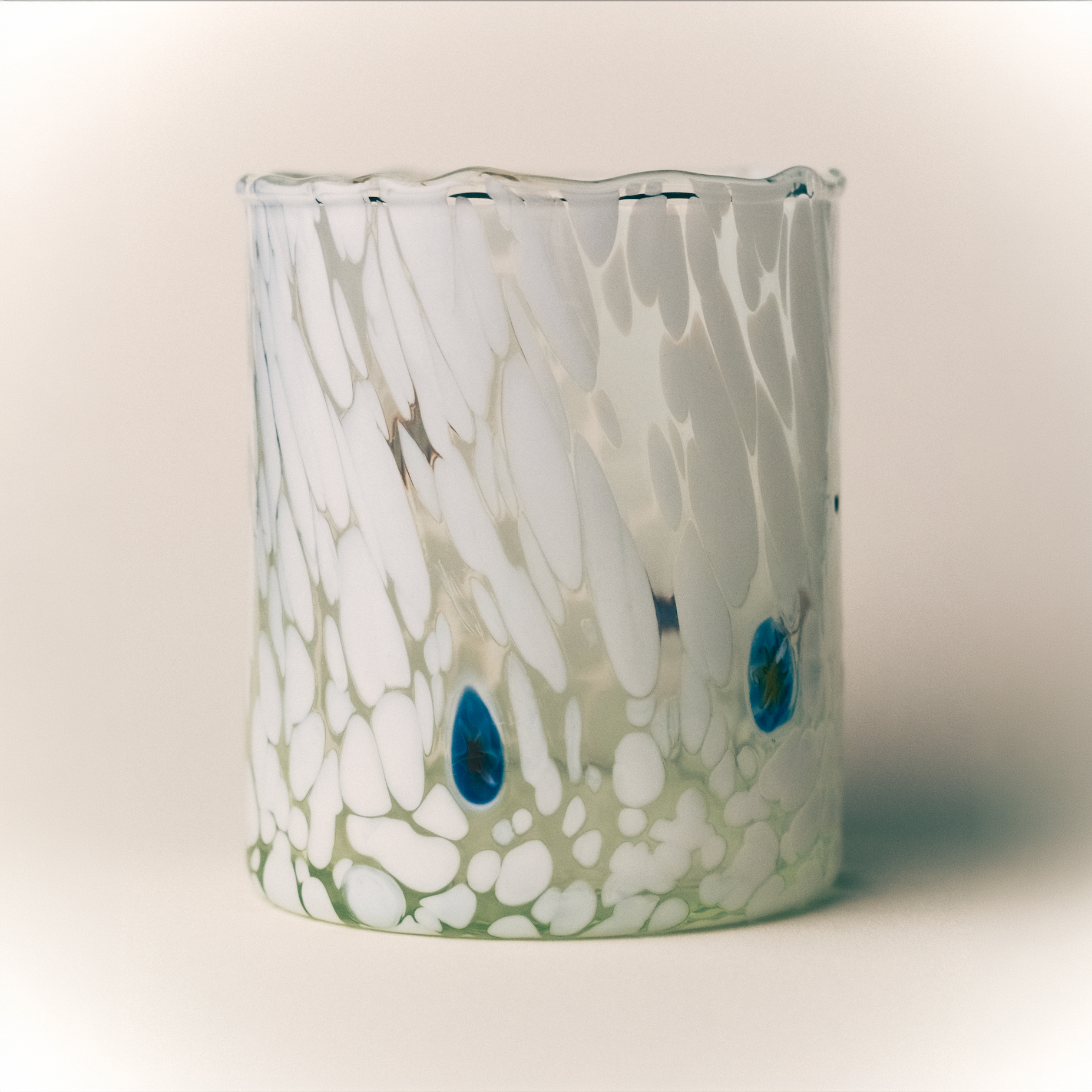 White Handblown Murano Glass Tumbler