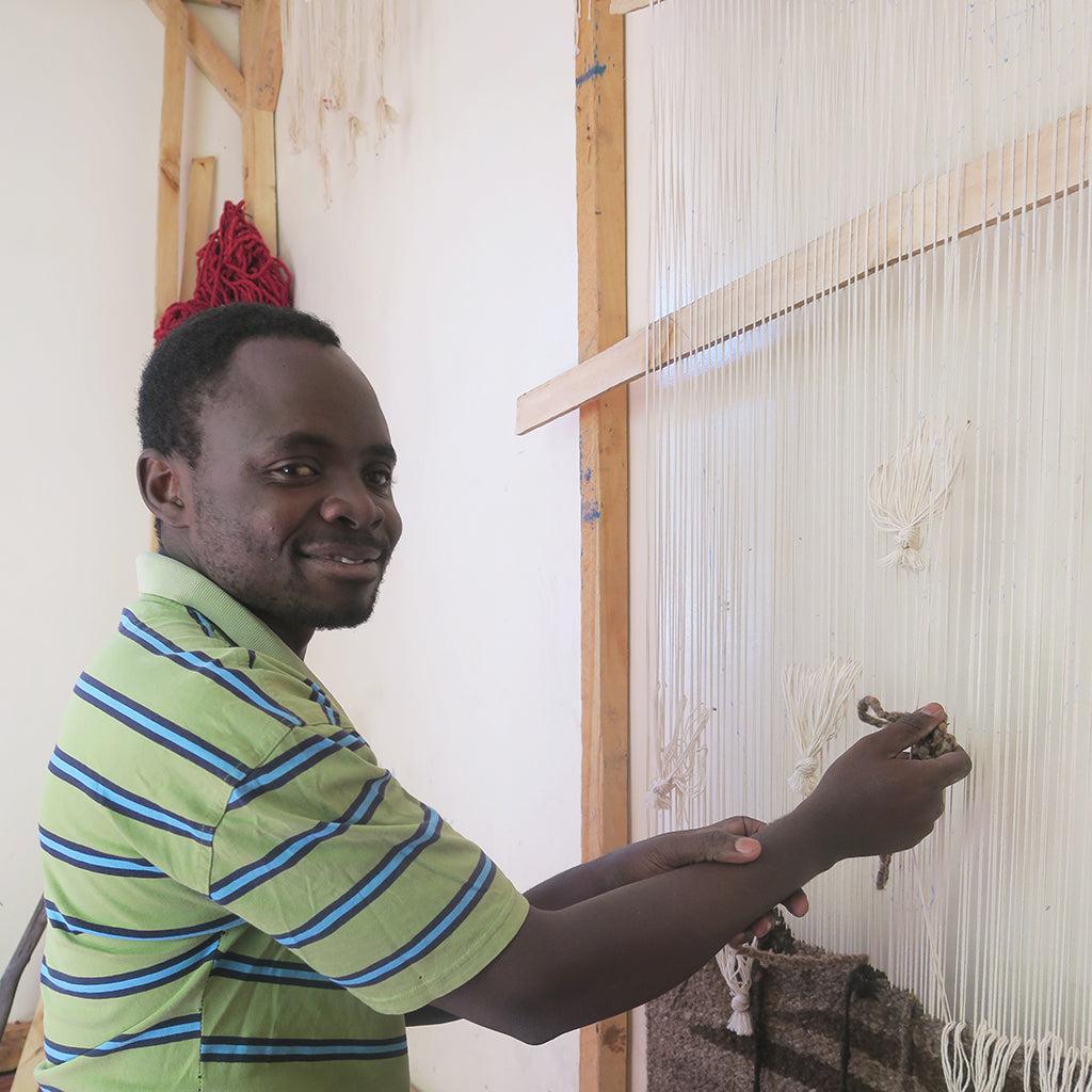 Woven Kenyan Wall Hanging | Rug 'Bright Pink Sun Mask'