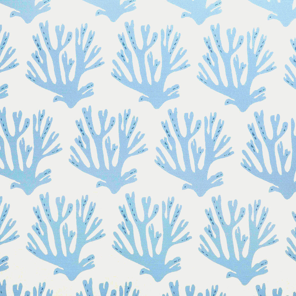 Coral Printed Fabric Linen/Cotton Blue