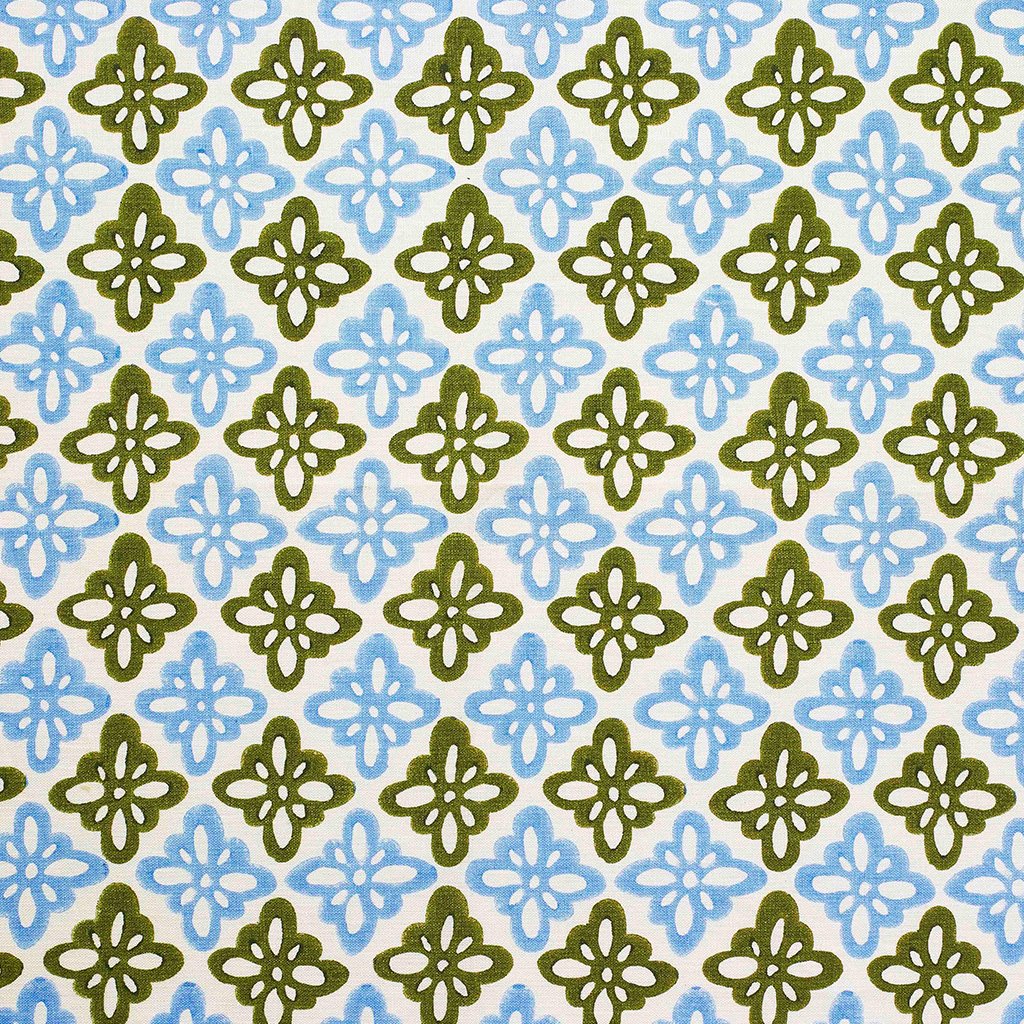 Pattee Block printed Fabric Linen Khaki