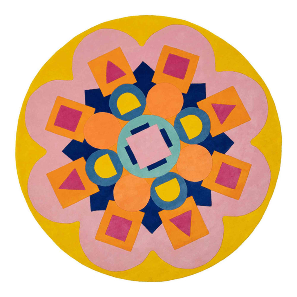 Armerina Mosaic Style Tufted Wool Circular Rug Designed Adam Furman