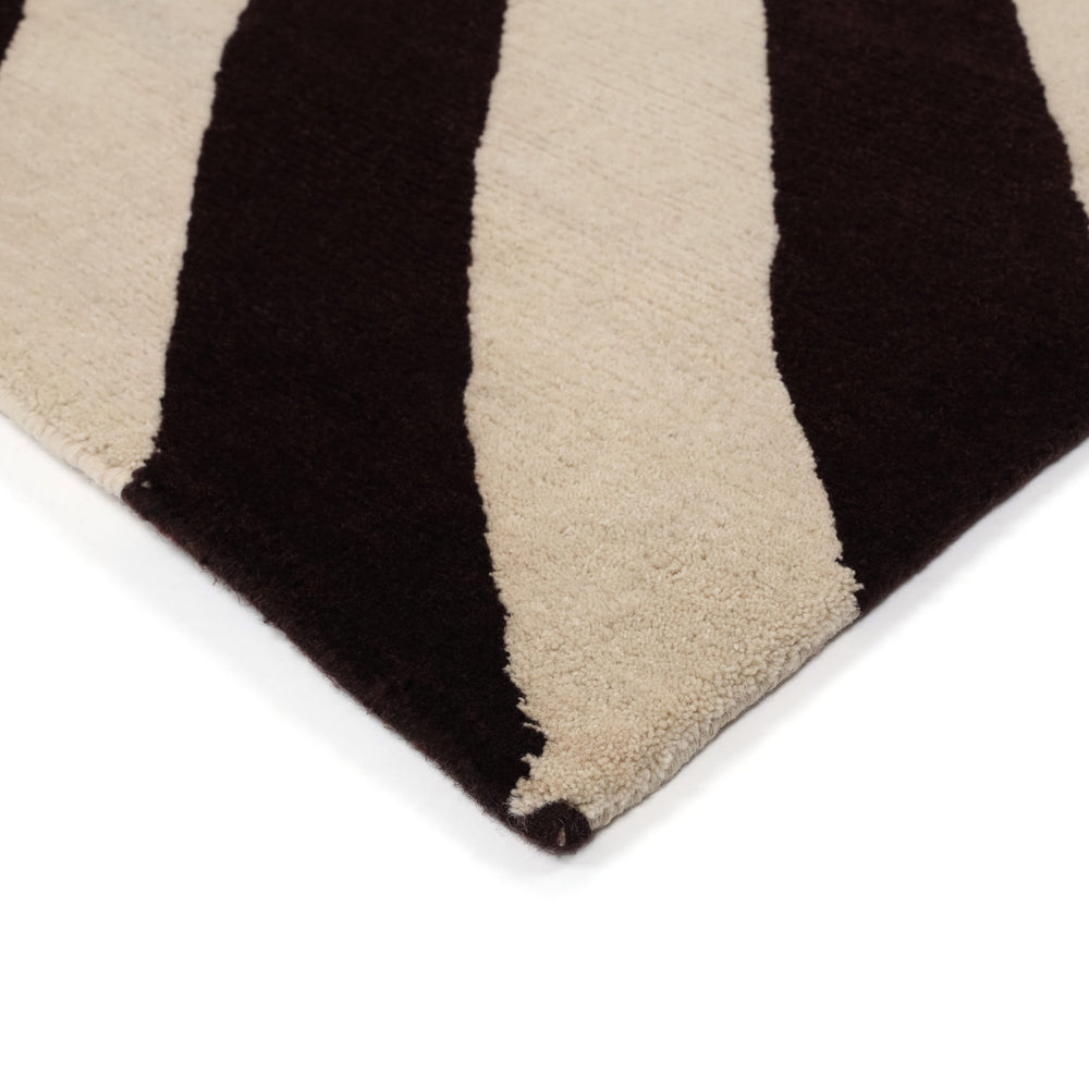 Diagonal Pattern Cream Rug Diagonal Melt Cream & Brown Hand-Knotted Wool Rug | Designed by Henry