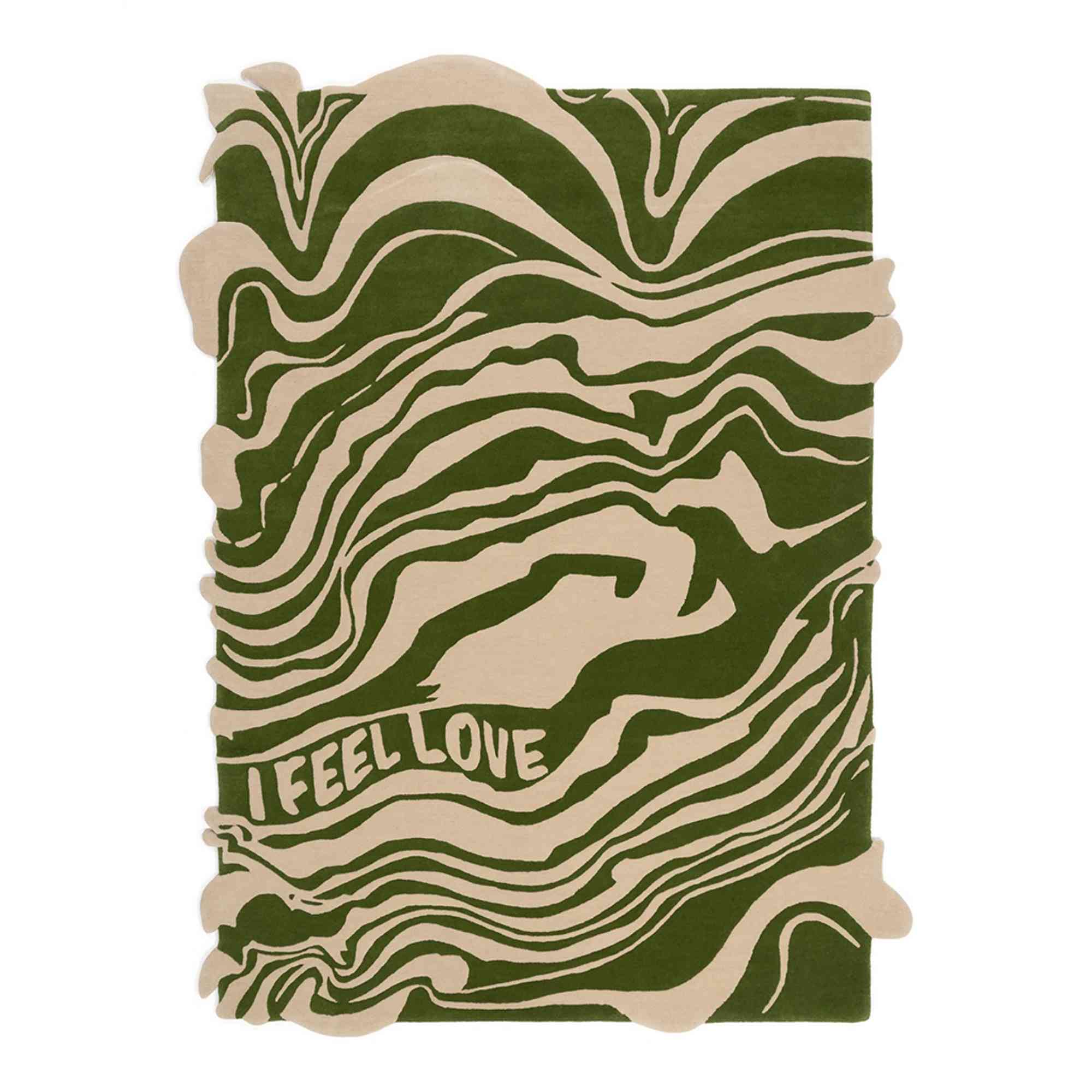 I Feel Love in Green Wool Rug by Henry Holland