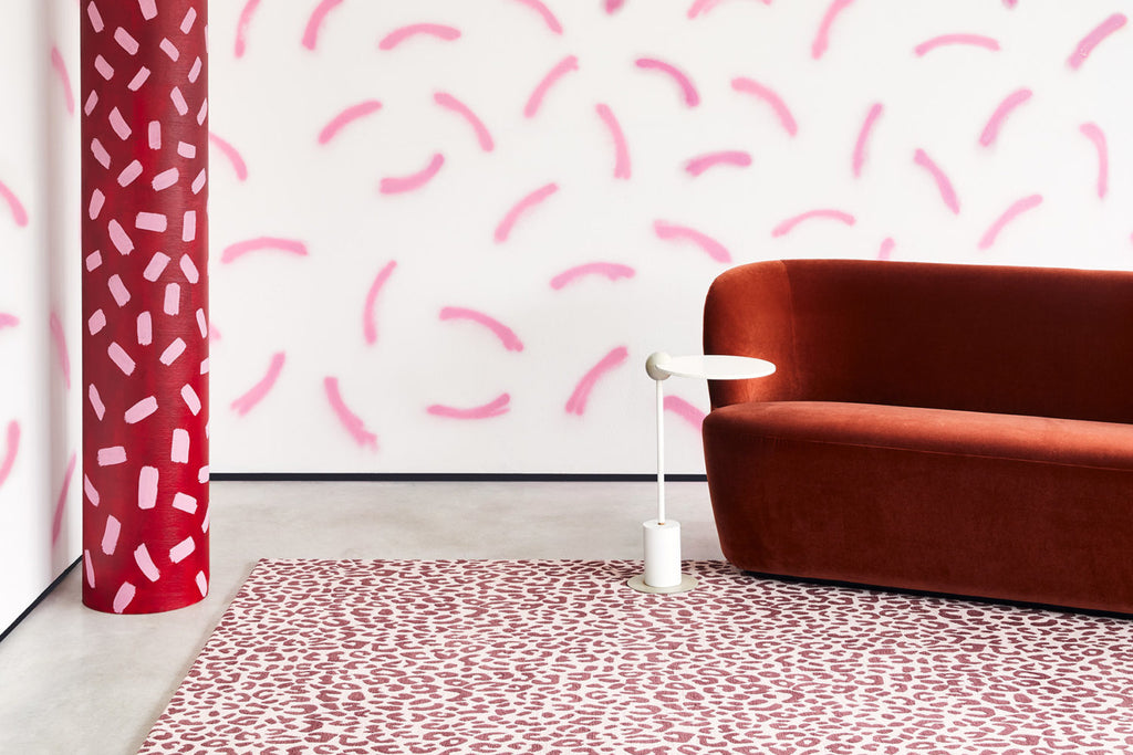 Leopard Print Wool Rug Crimson