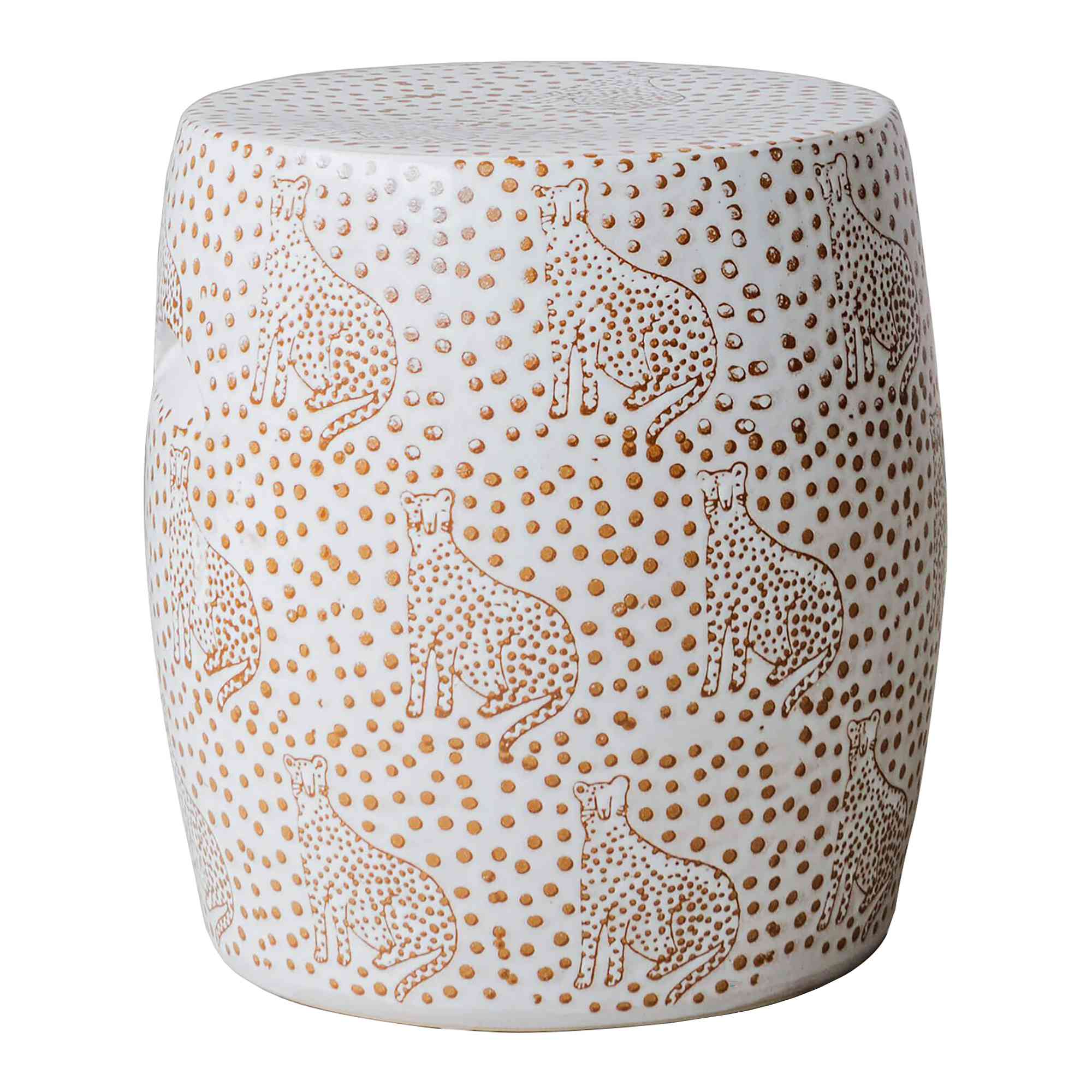 Leopard White Ceramic Stool