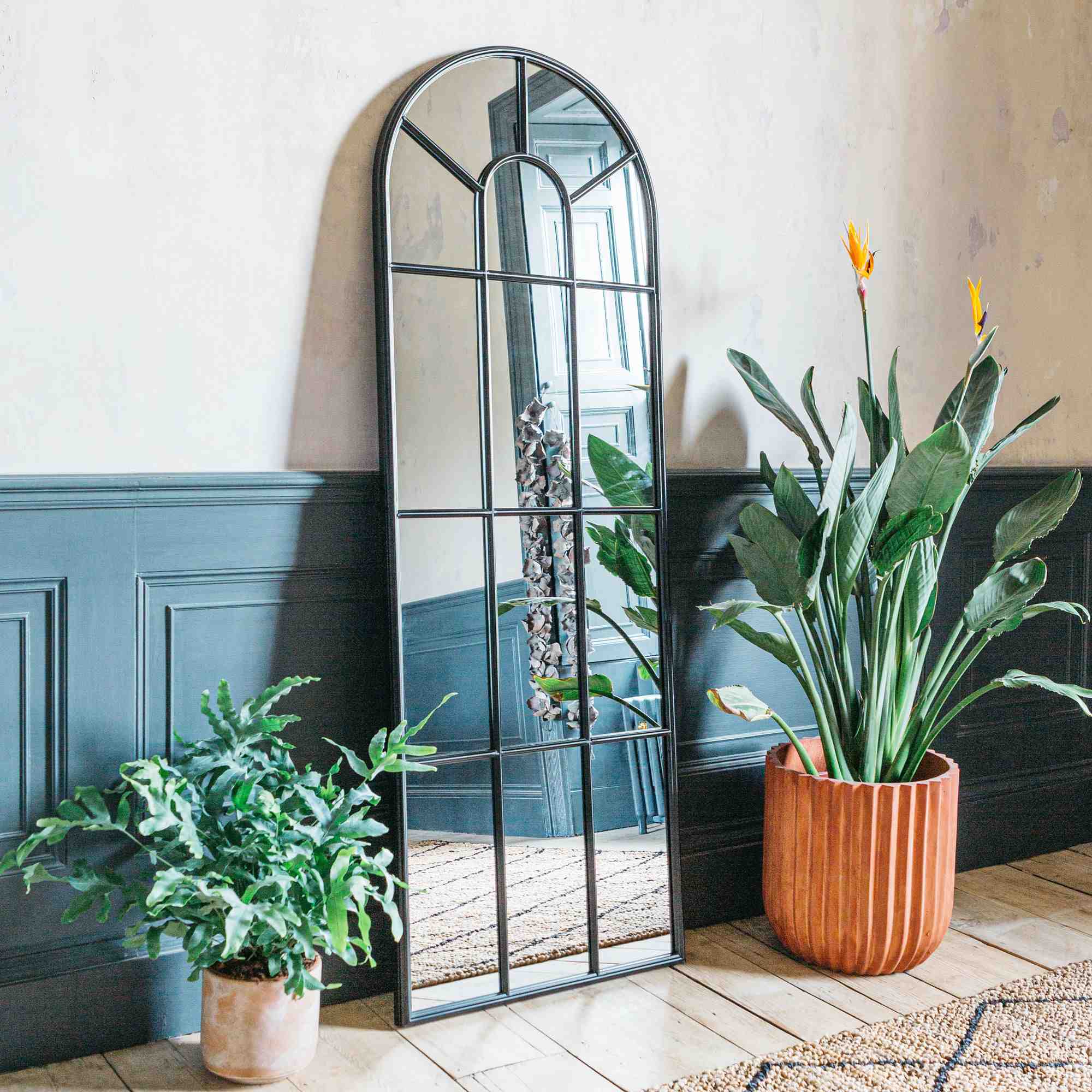 Fulbrook Black Steel Arched Mirror