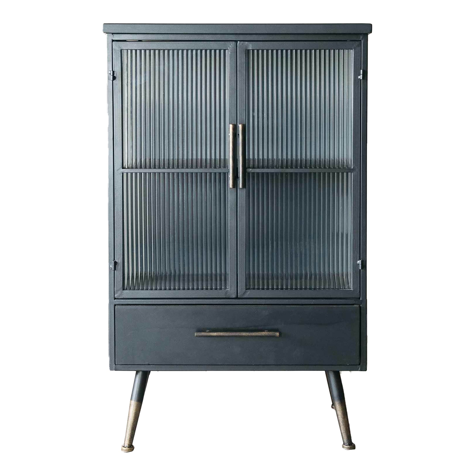 Ike Black Steel Two Door And Drawer Cabinet