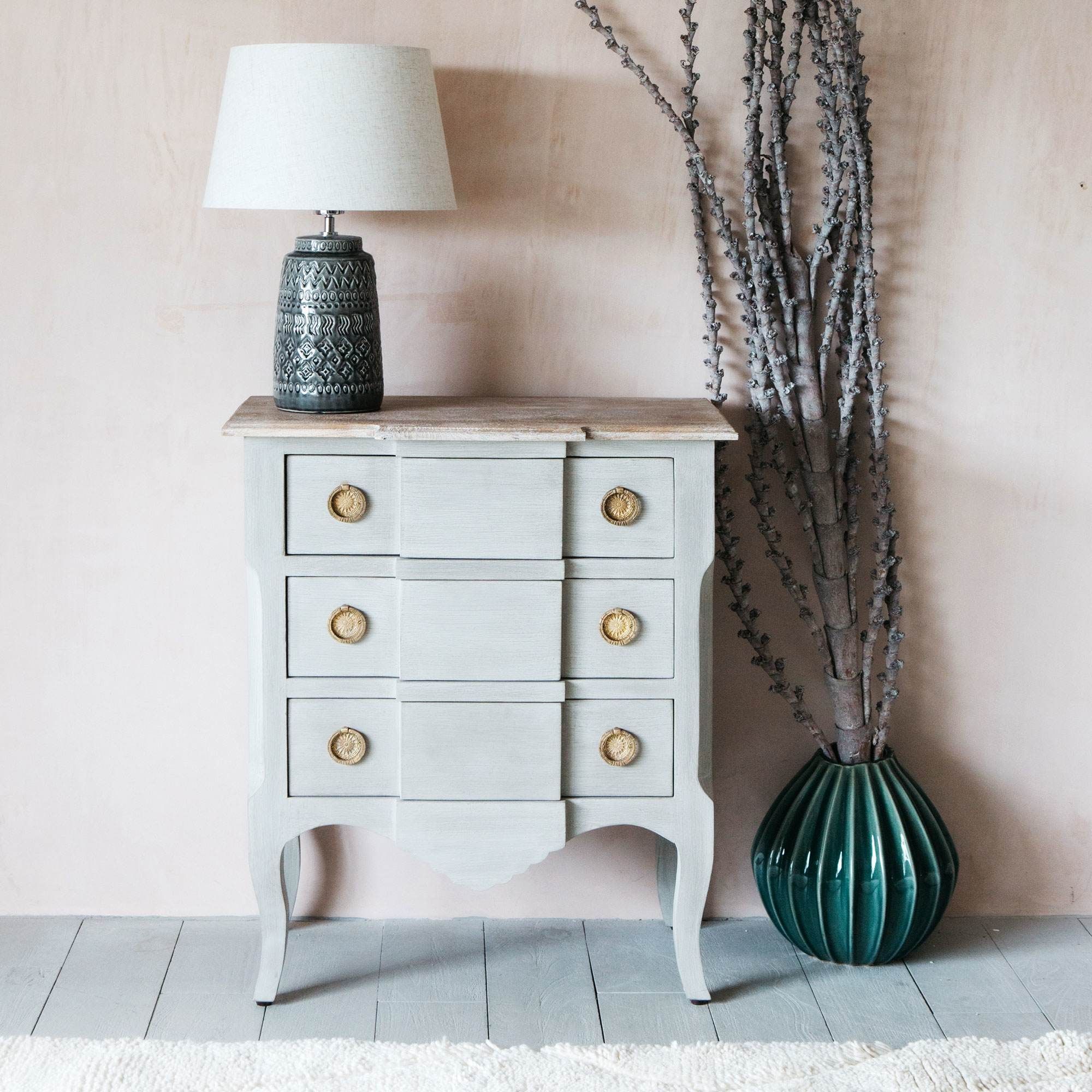 Grey Mango Wood French Chest Of Drawers