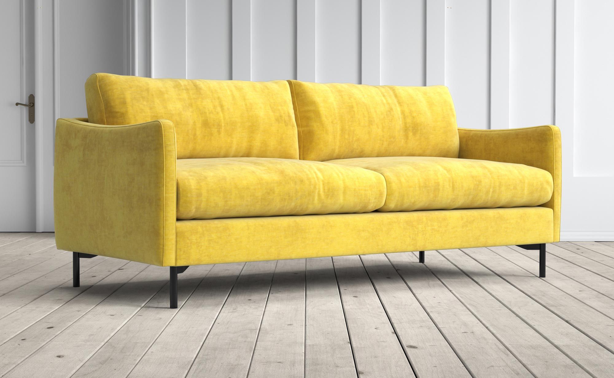 Henrik Mustard Vintage Velvet Sofa