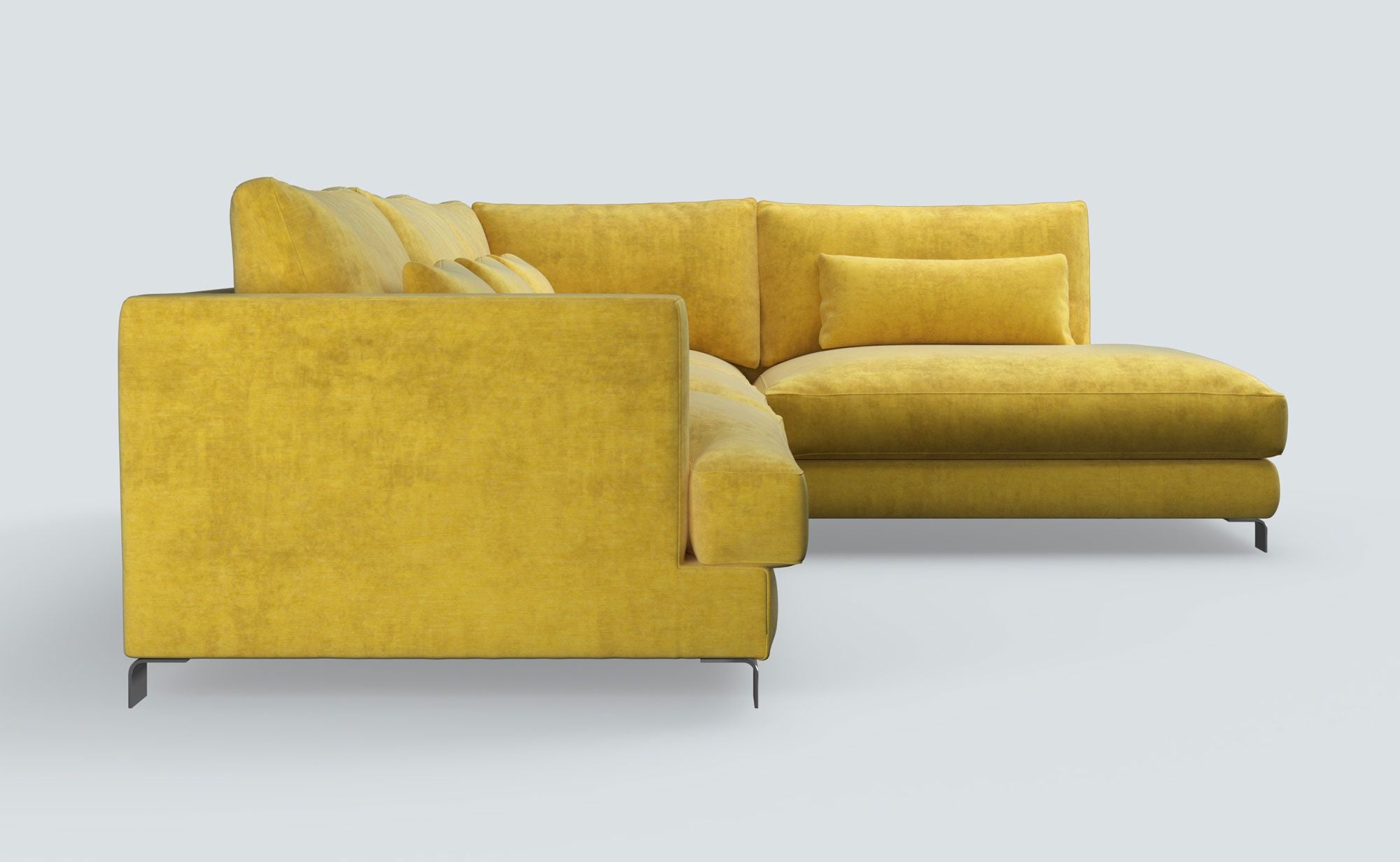 Dakota Mustard Vintage Velvet Right Chaise Sofa