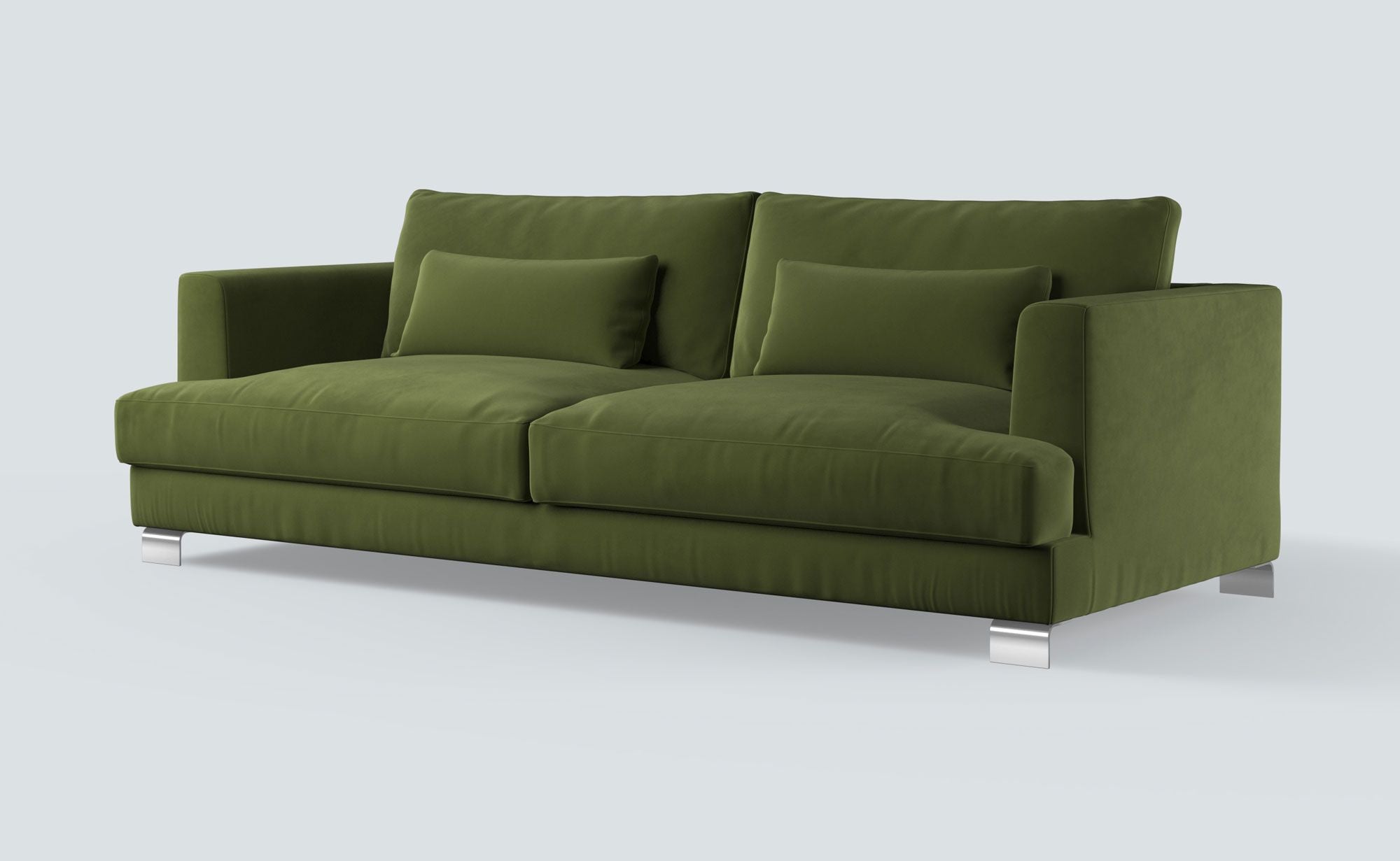 Dakota Olive Green Lario Velvet Sofa - 3 Seater