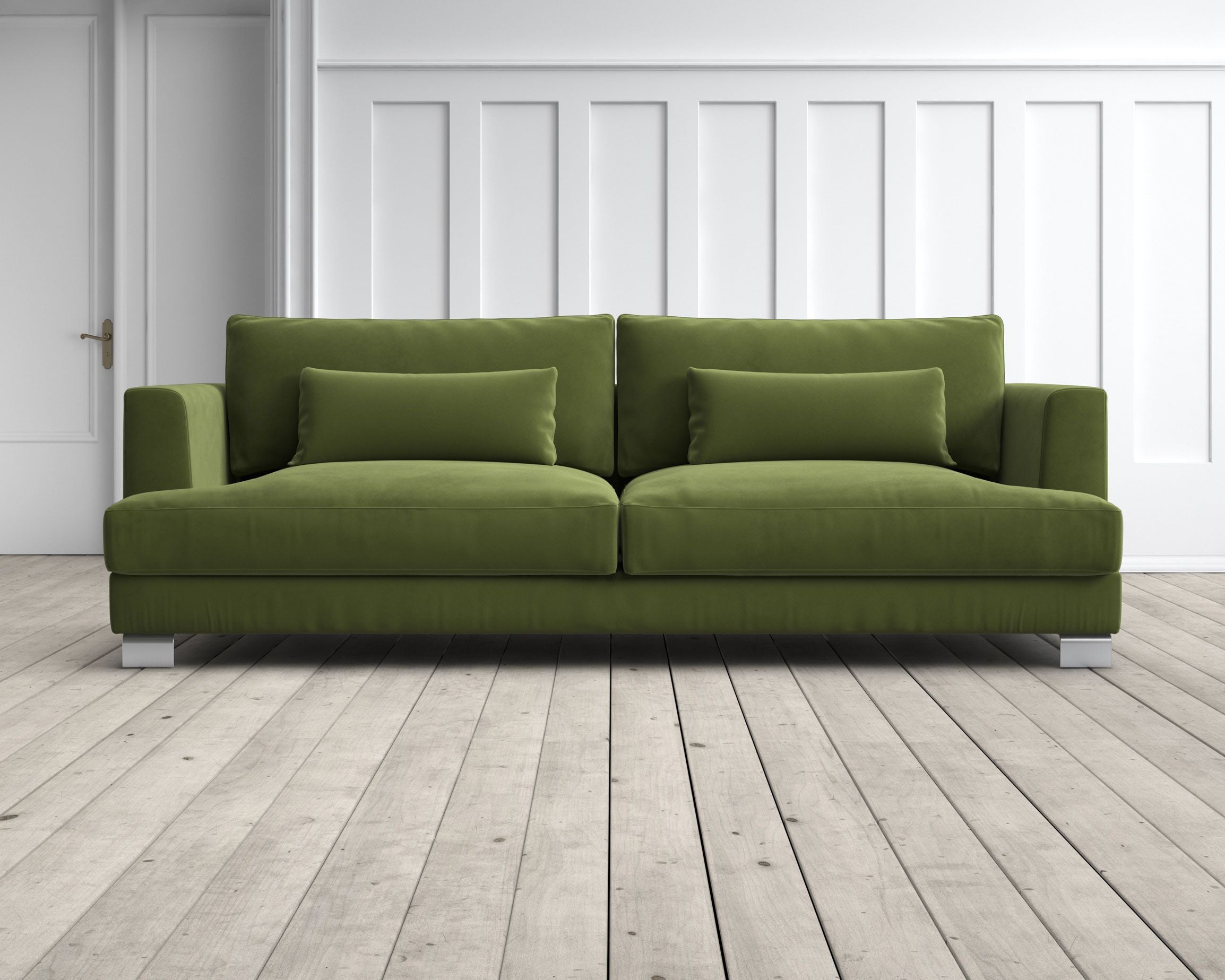 Dakota Olive Green Lario Velvet Sofa - 3 Seater