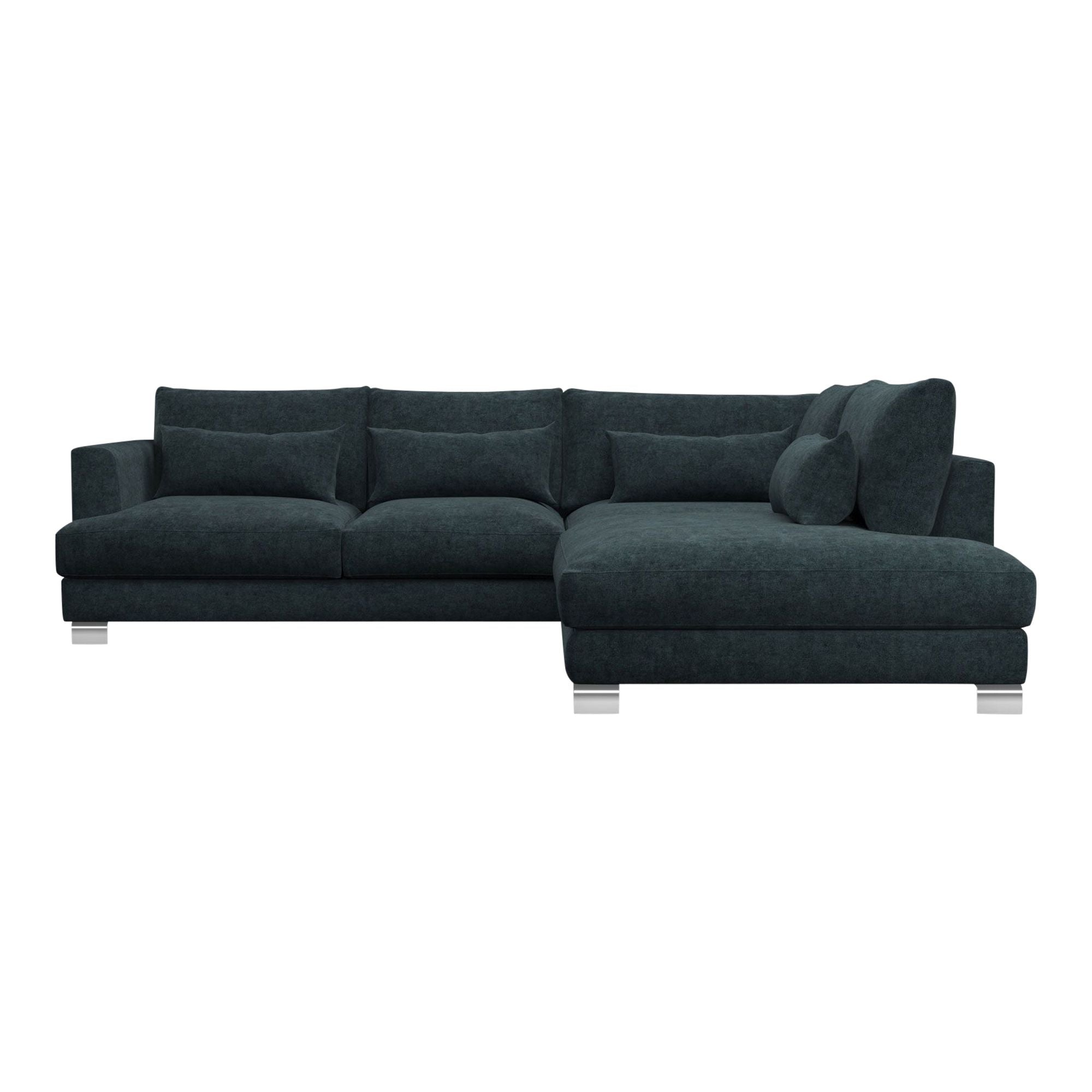 Dakota Navy Blue Luxe Chenille Right Chaise Sofa