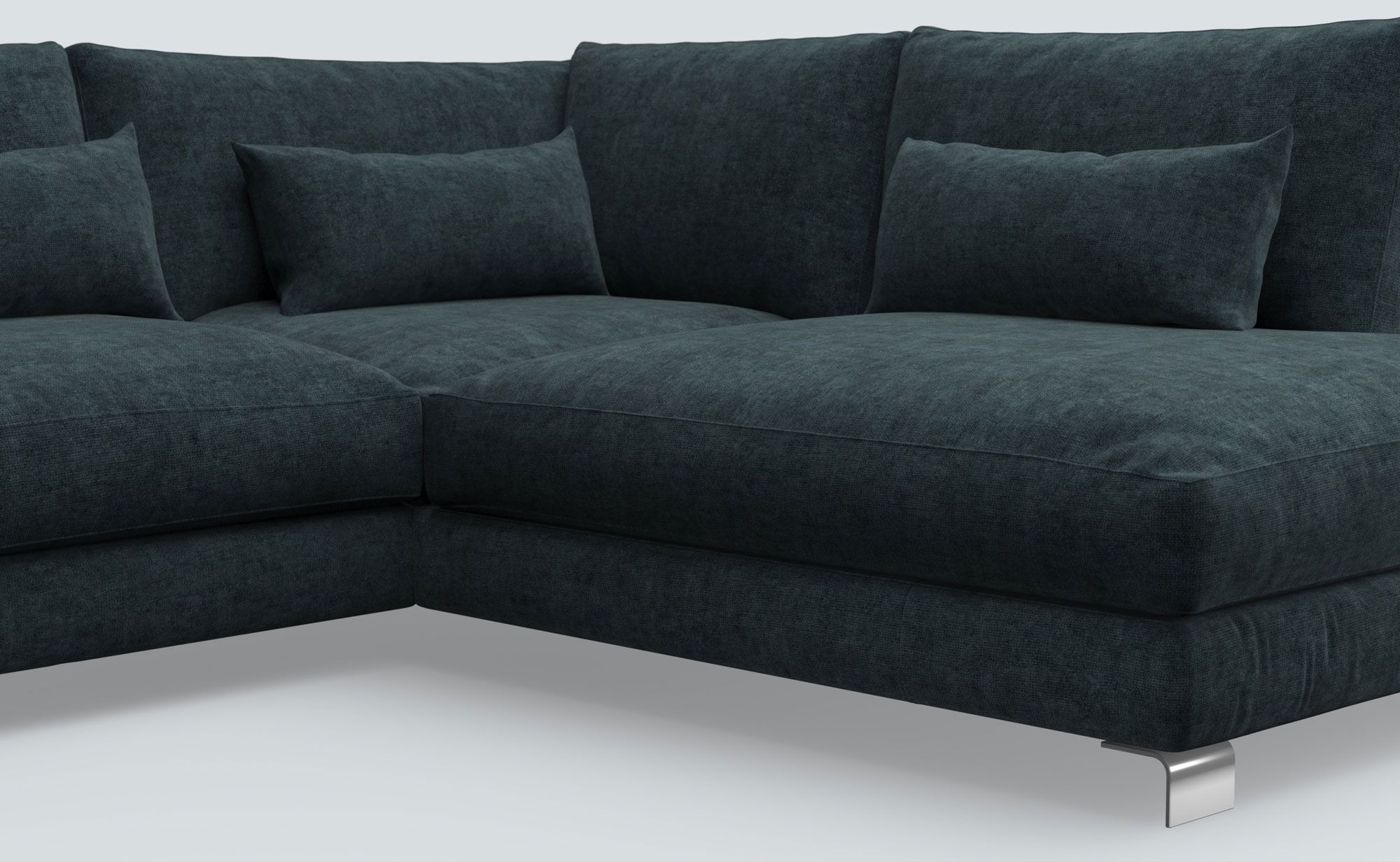 Dakota Navy Blue Luxe Chenille Right Chaise Sofa