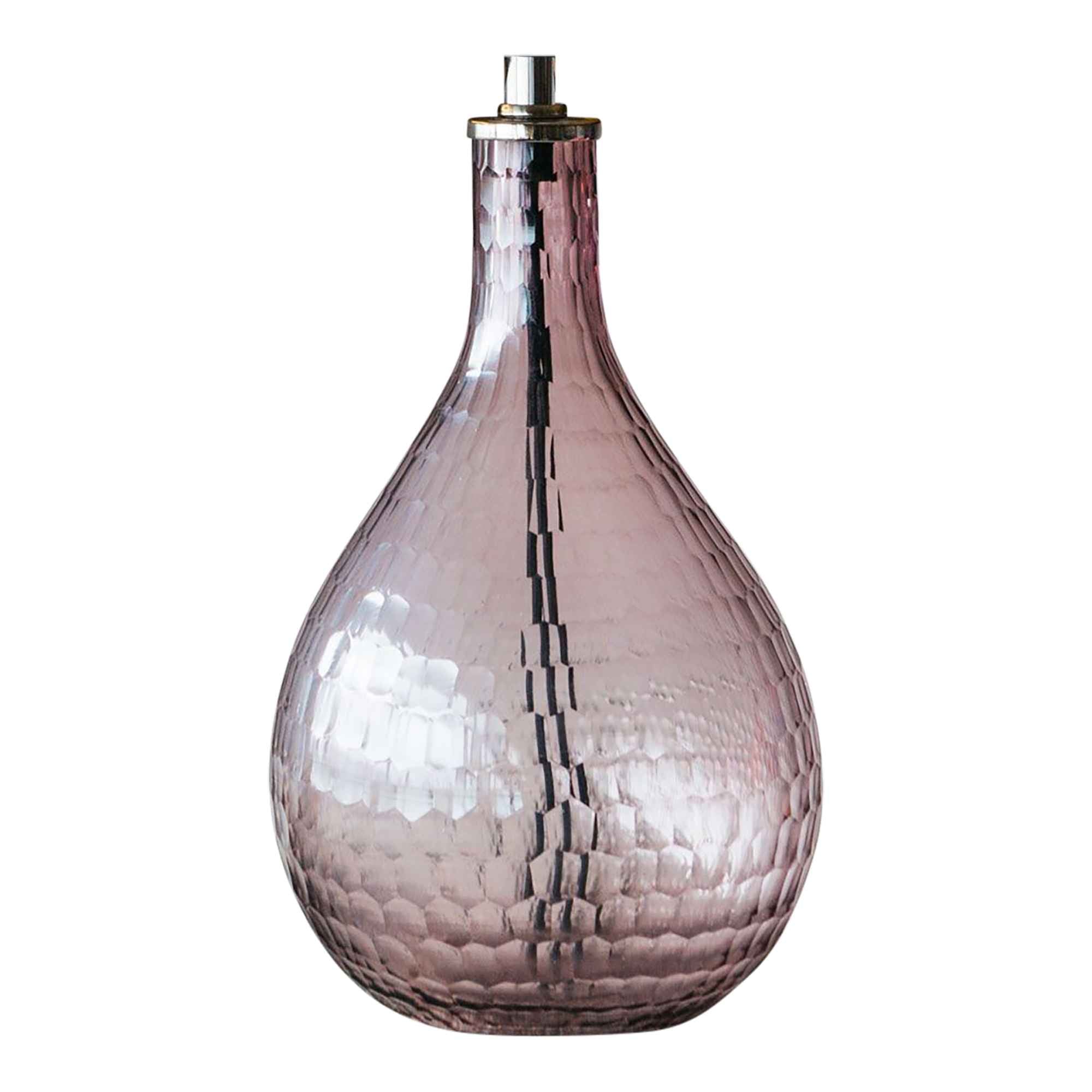 Hammered Pink Glass Table Lamp